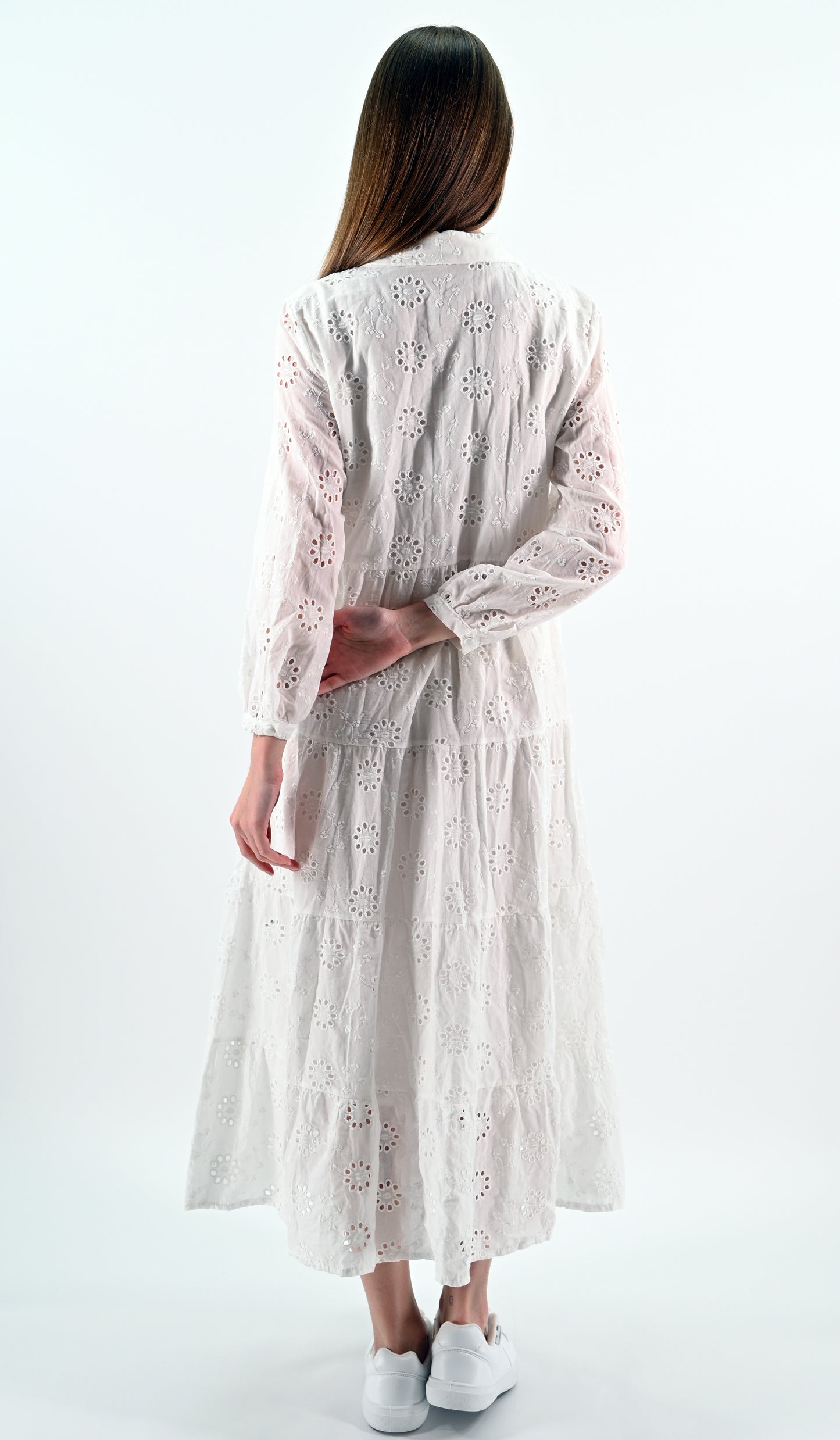 White Broderie Anglaise Maxi Dress