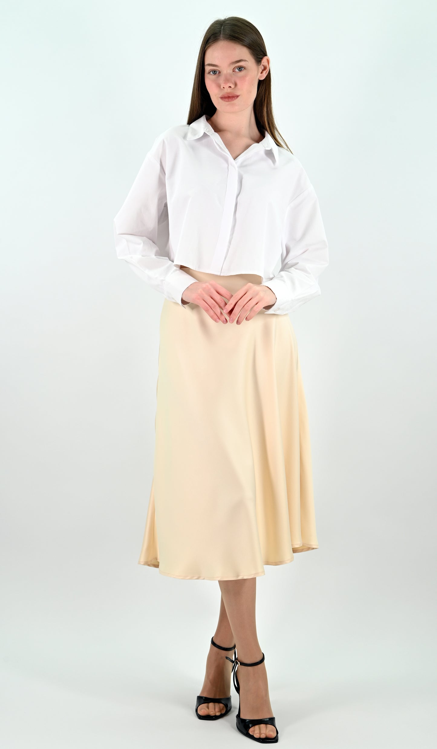 Pearl Satin Midi Skirt