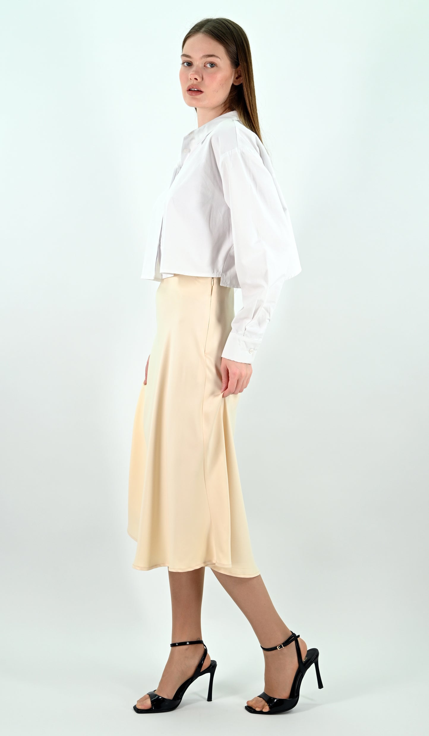 Pearl Satin Midi Skirt