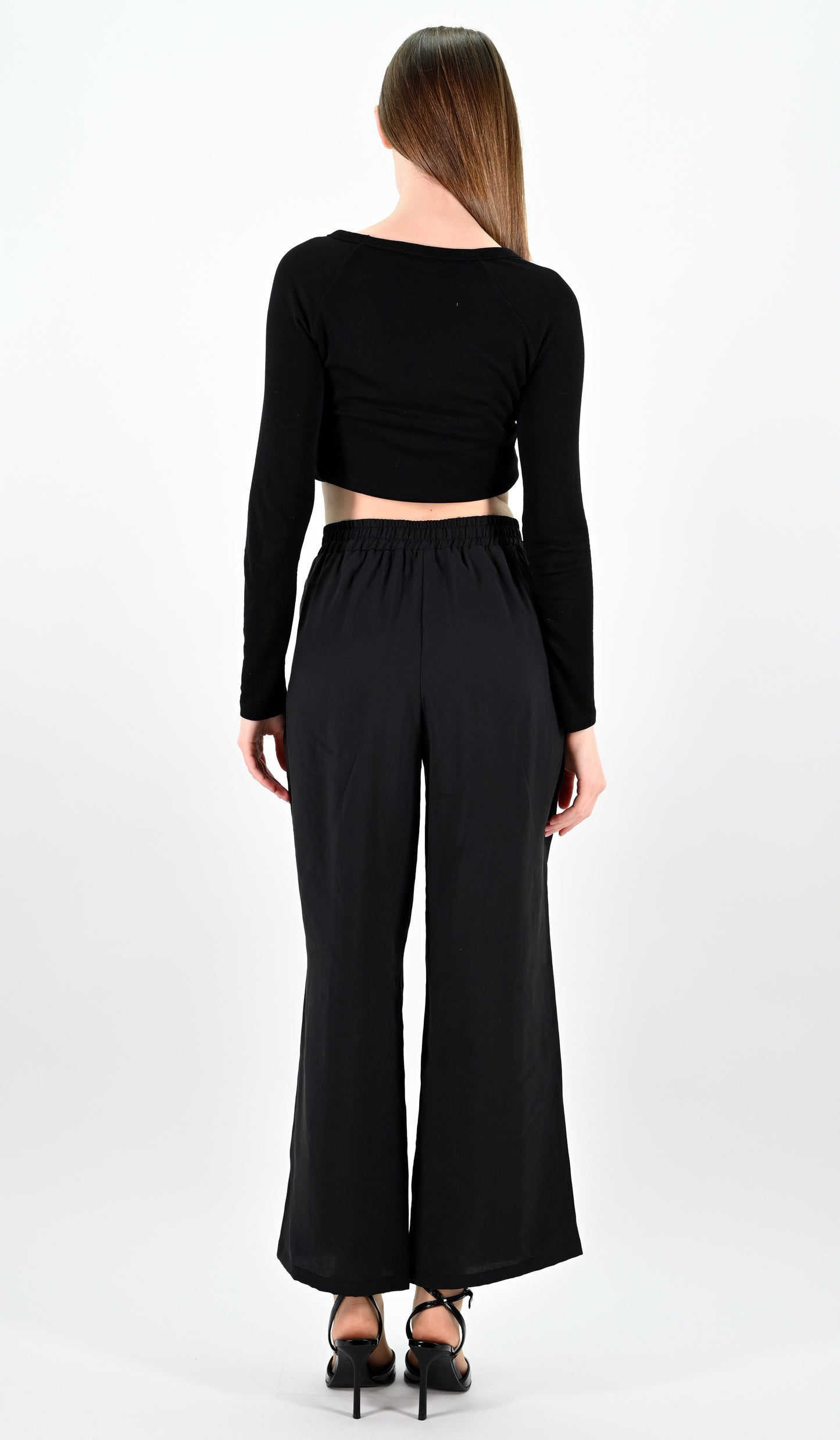 Wide-Leg Trousers - Black