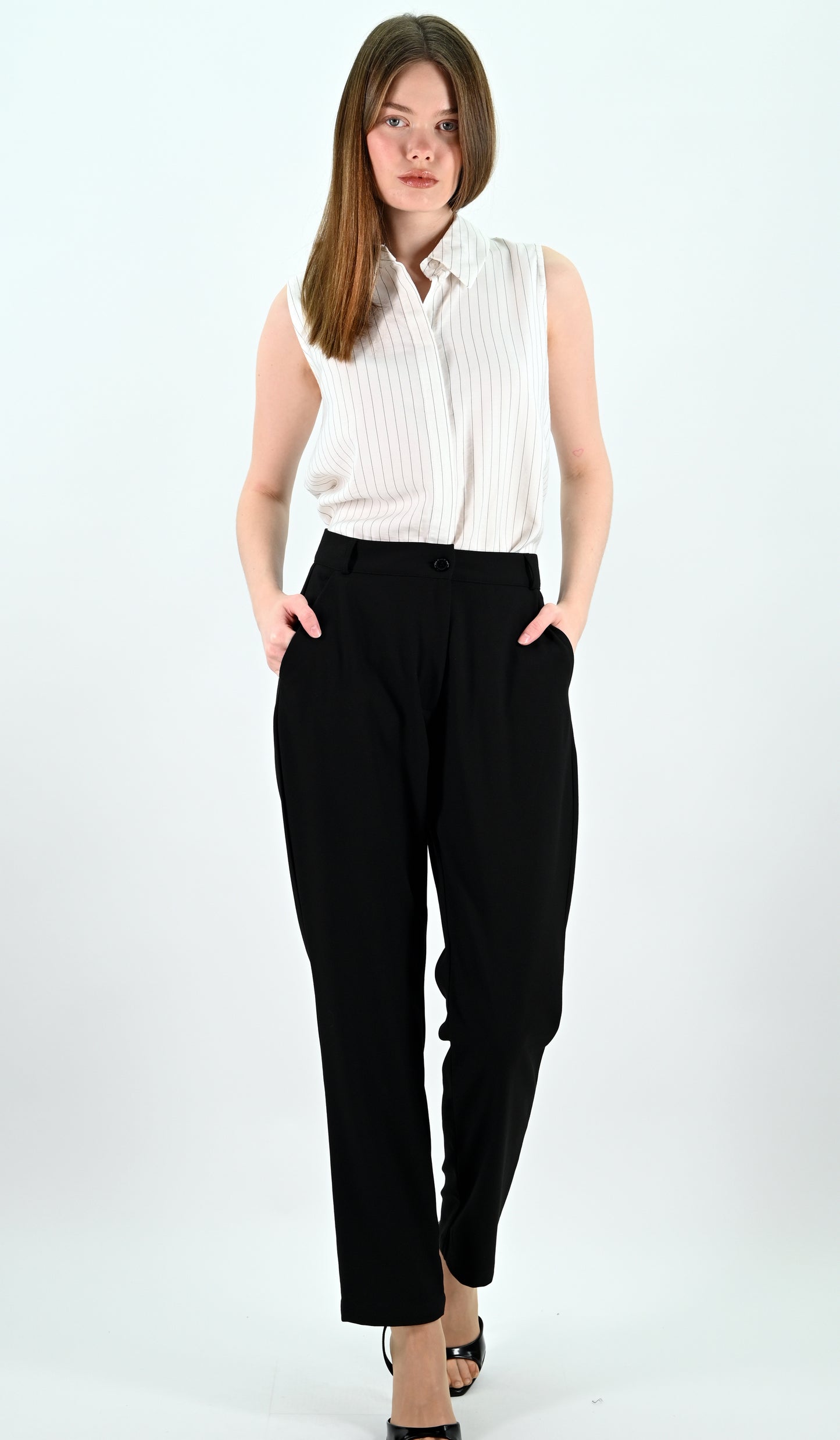 Straight Leg Trousers - Black