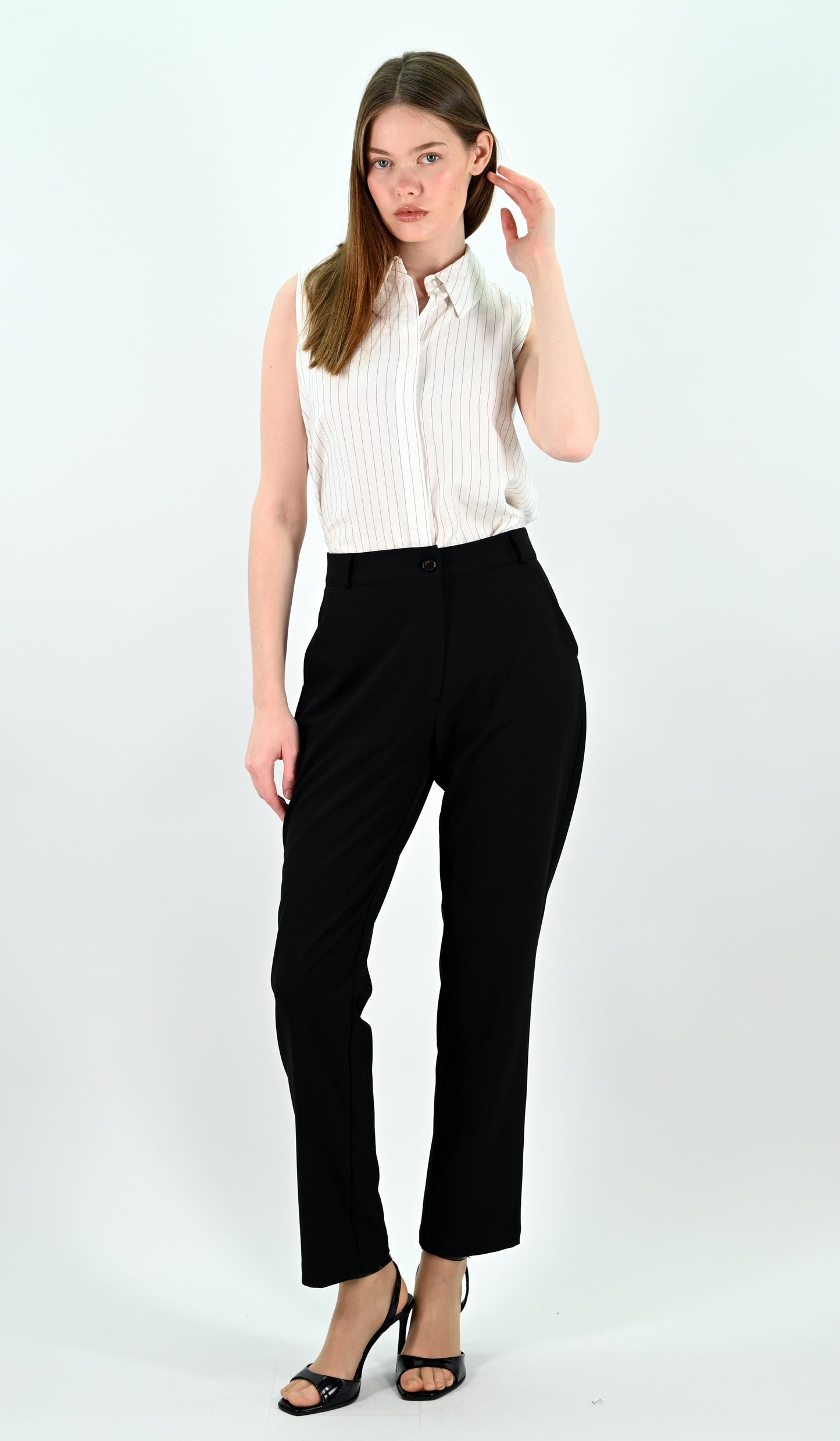 Straight Leg Trousers - Black