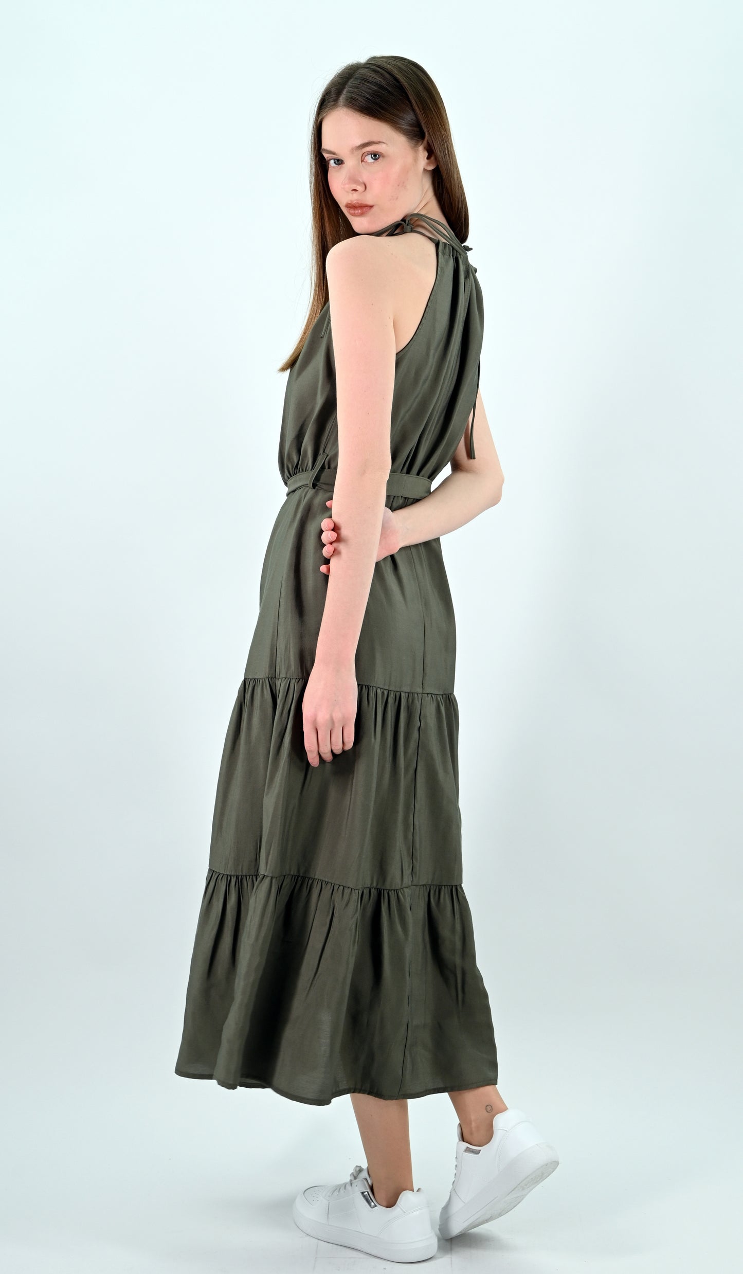 Tiered Midi Dress - Khaki