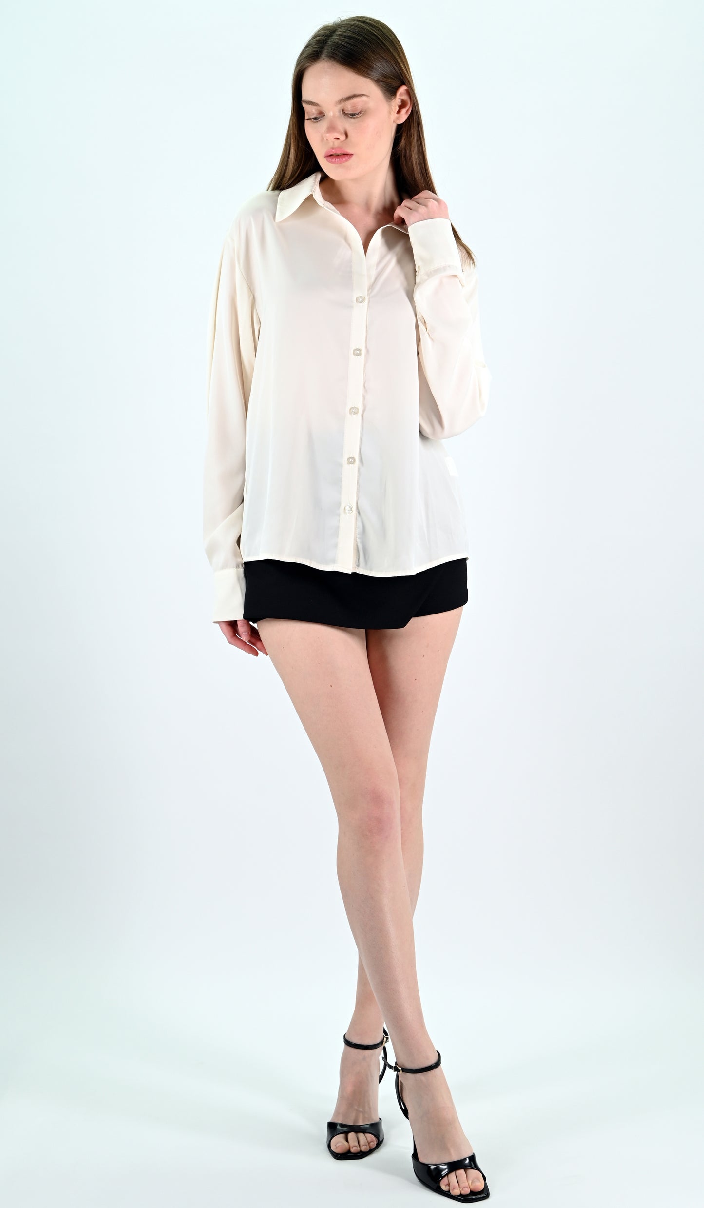 Cream Satin Shirt