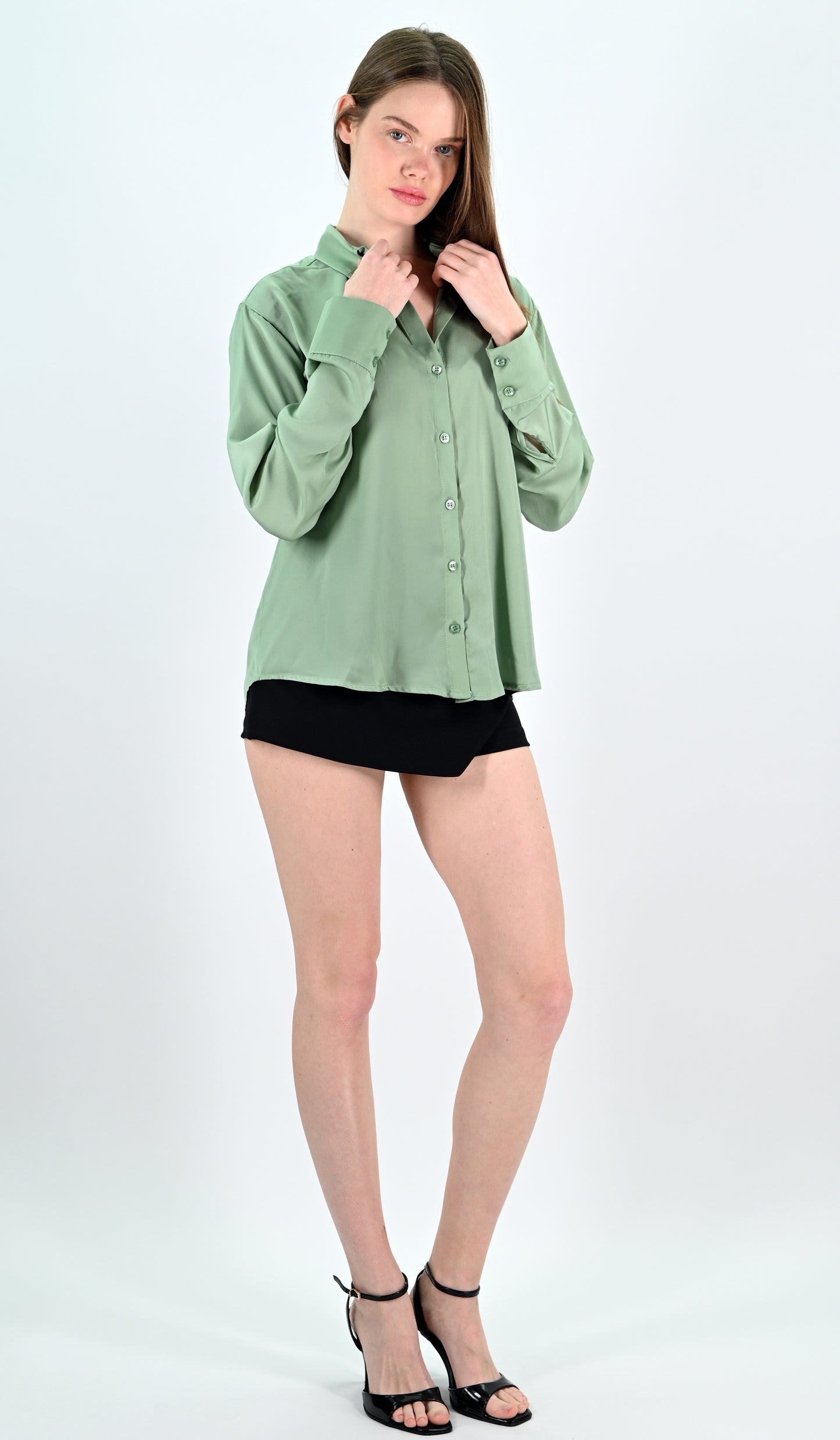 Mint Green Satin Shirt