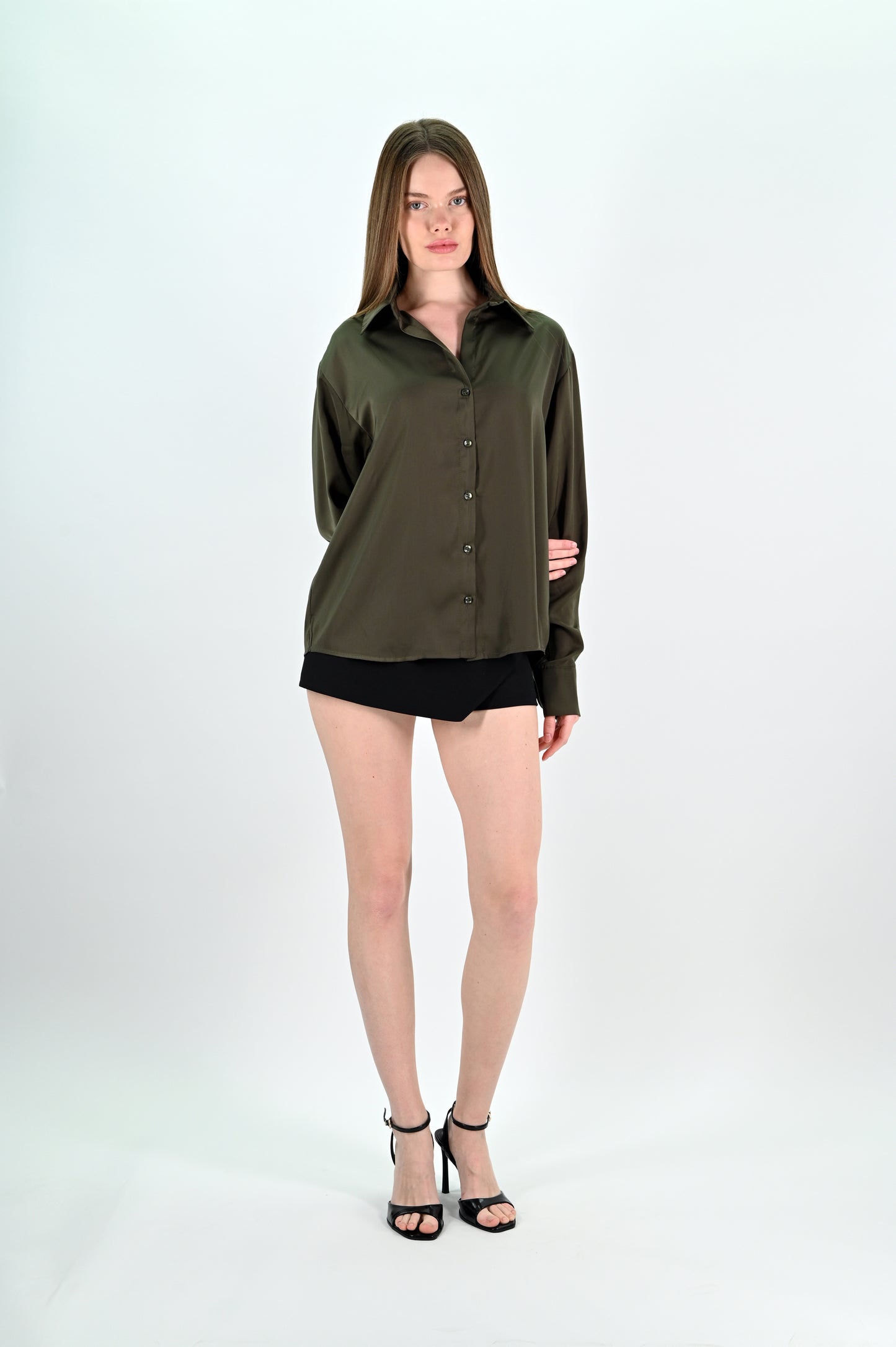 Khaki Satin Shirt