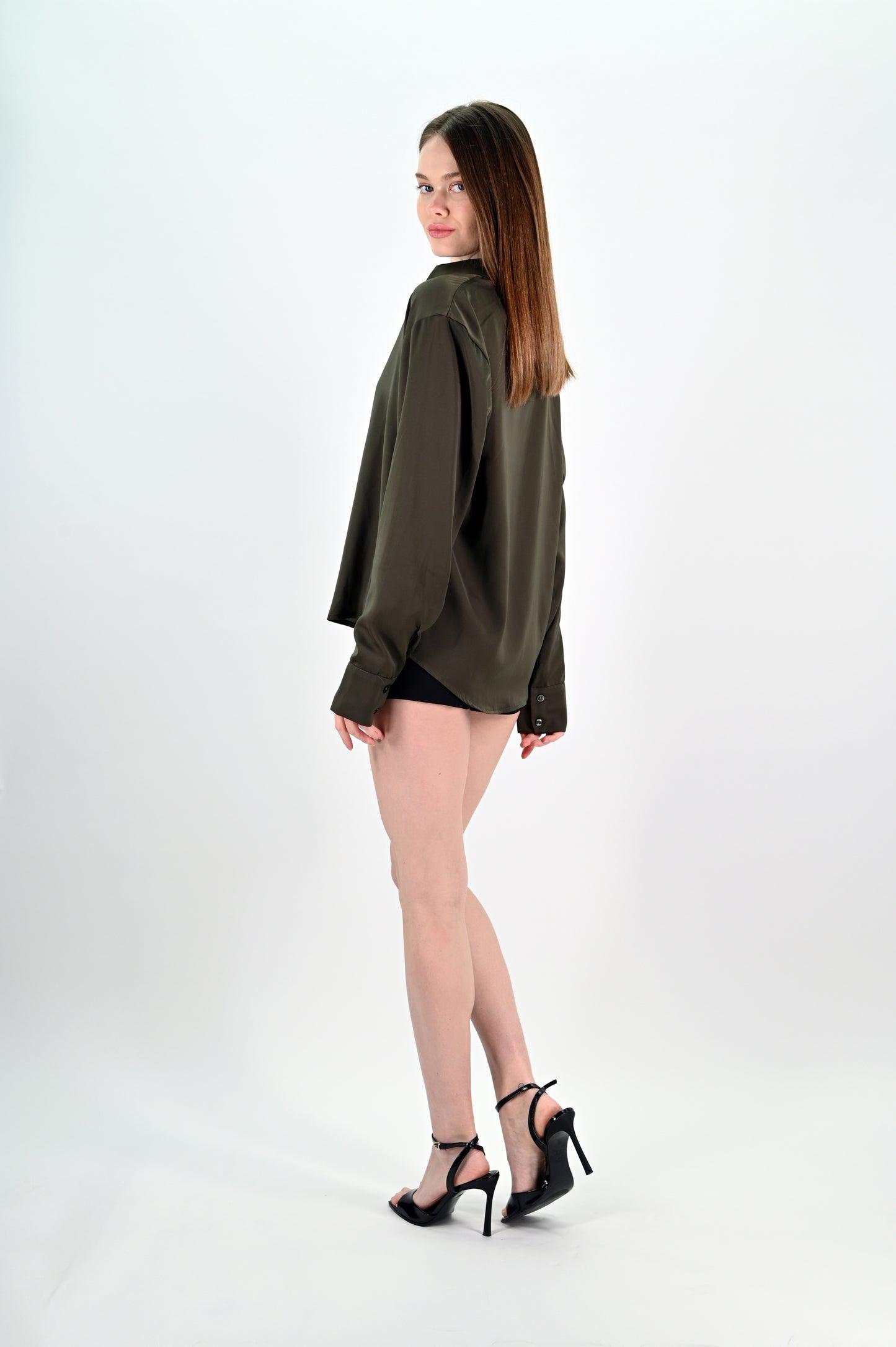 Khaki Satin Shirt