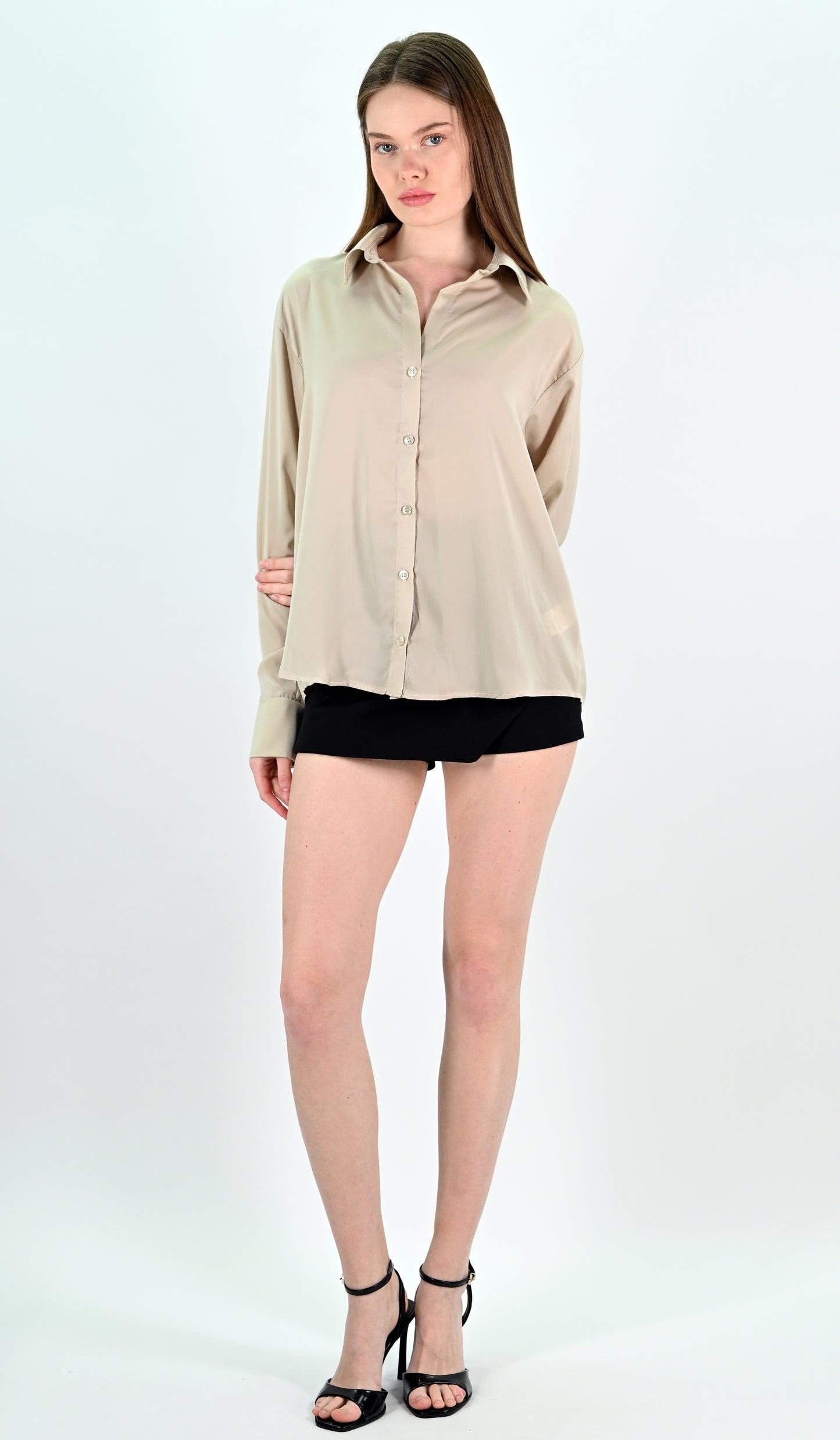 Beige Satin Shirt