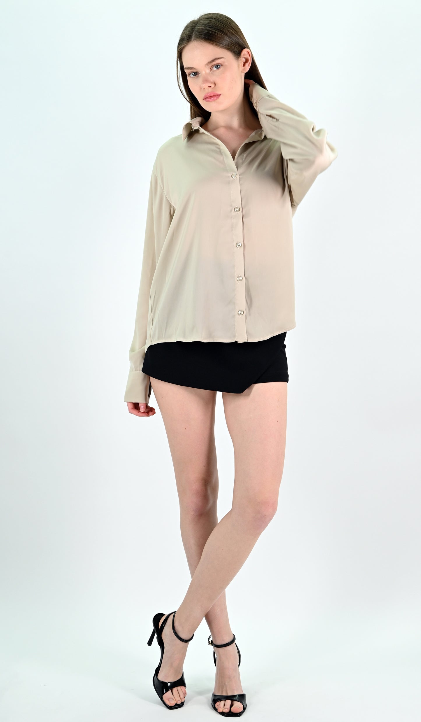 Beige Satin Shirt