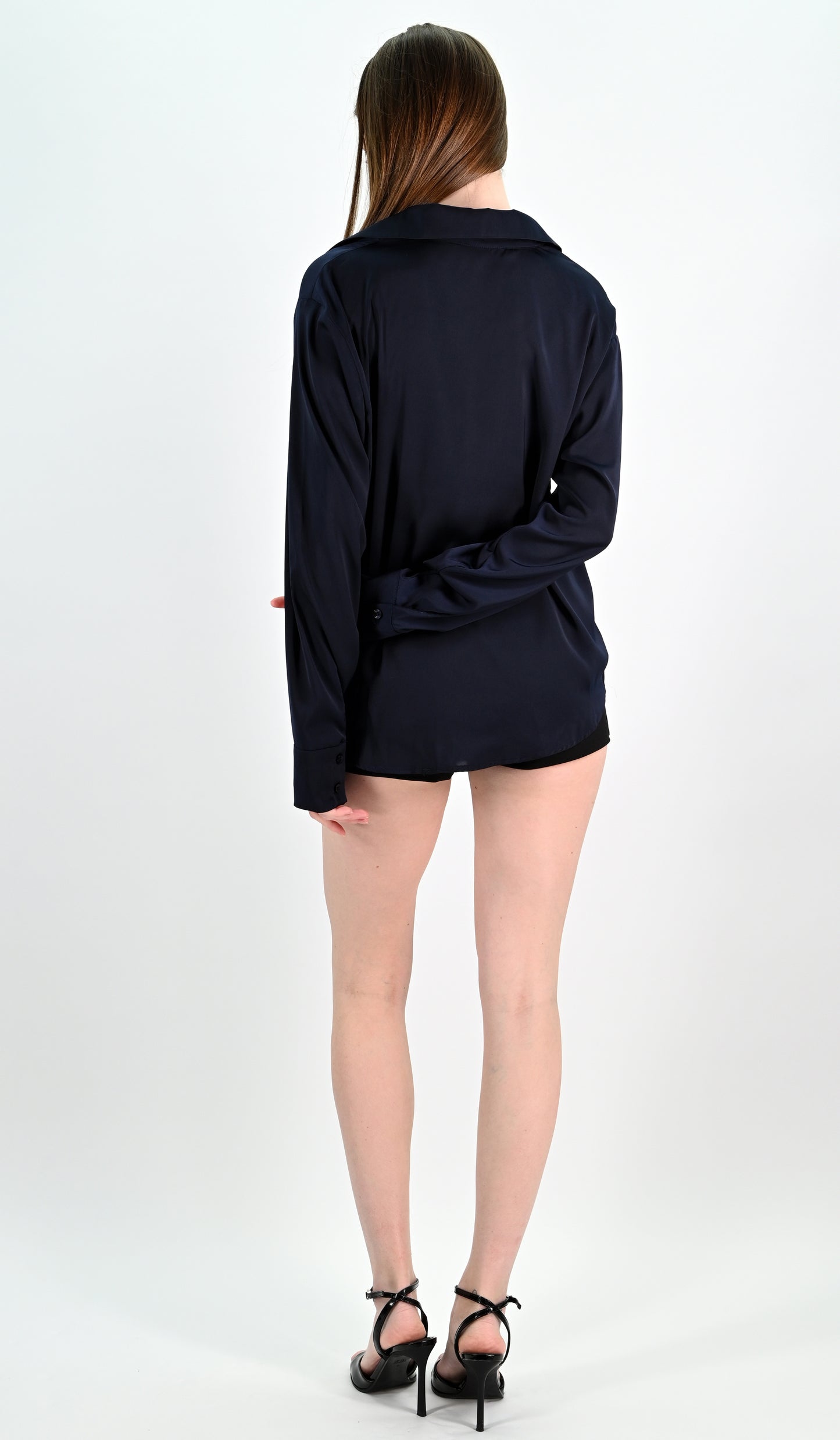 Navy Satin Shirt