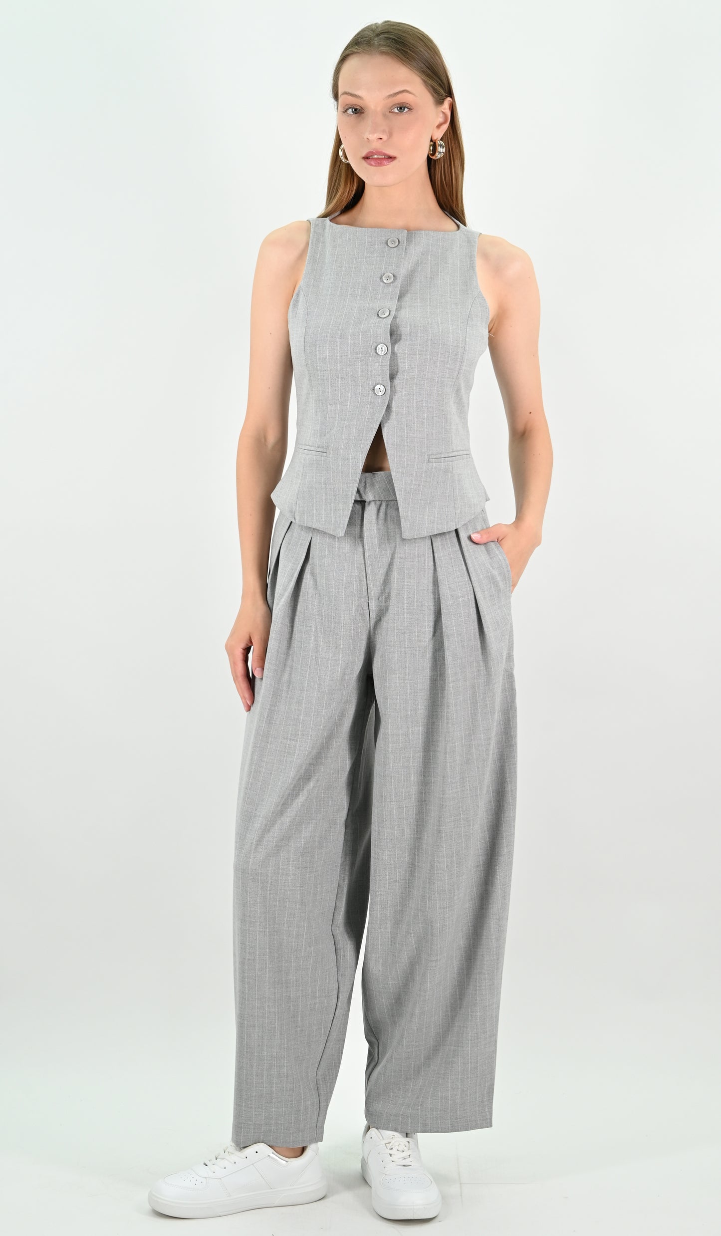 Tailored Fit Balloon Trousers - Grey