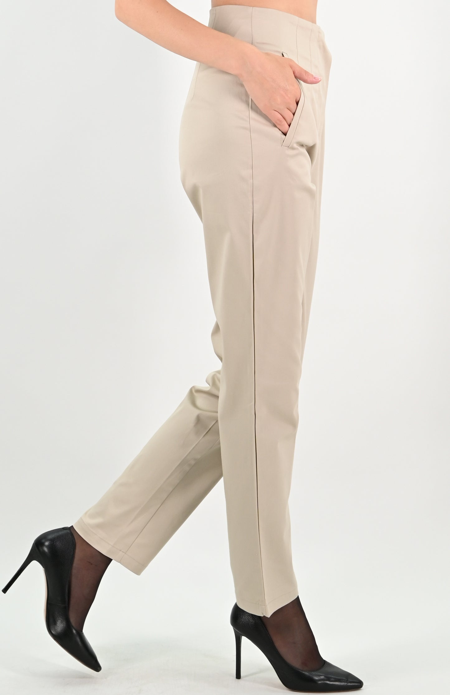 High Waist Trousers - Beige