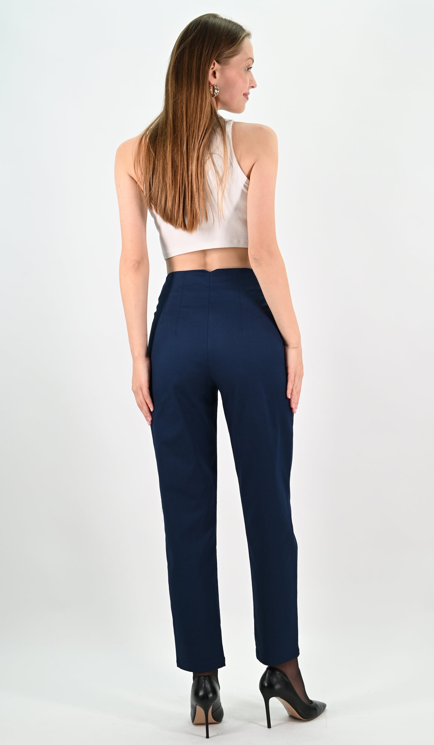 High Waist Trousers - Navy