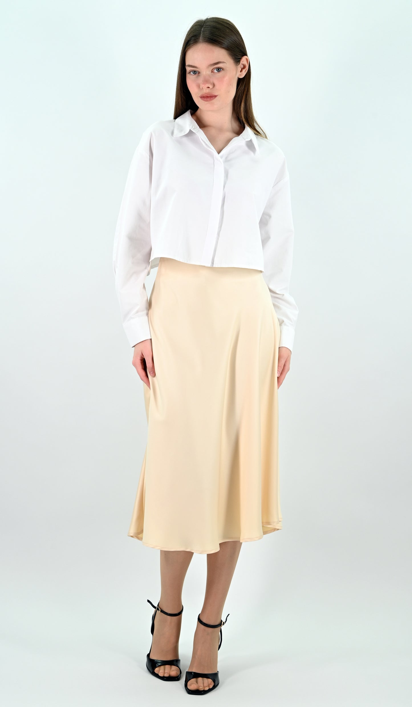 Pearl Satin Midi Skirt