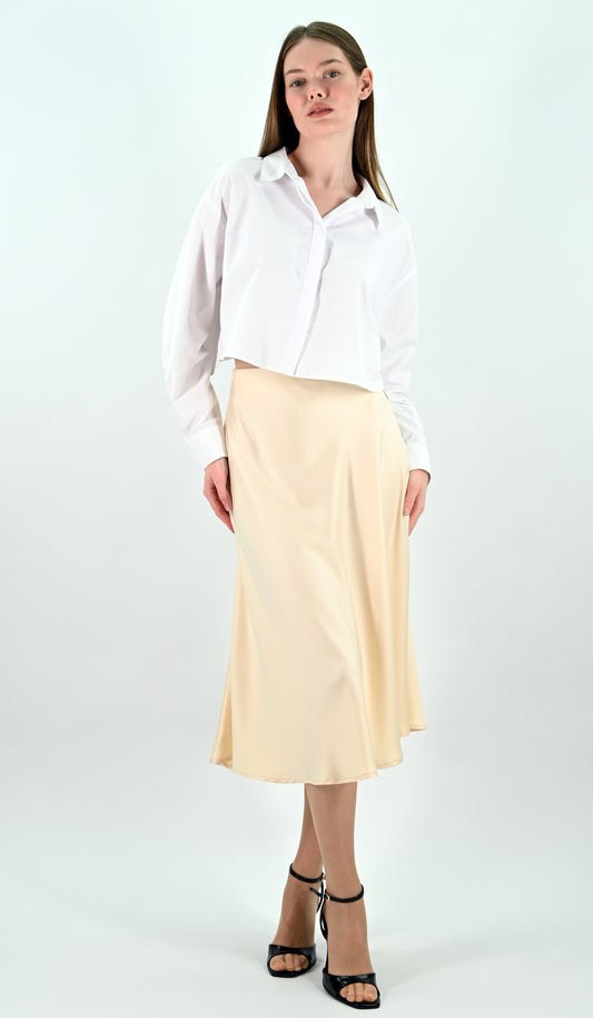 Pearl Satin Midi Skirt