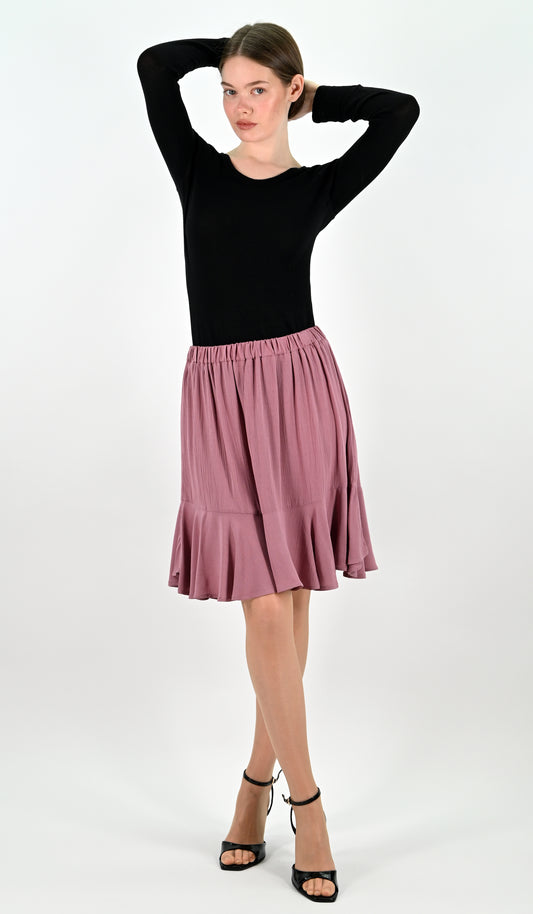 2 Layered Mini Skirt with Ruffles - Dusty Pink