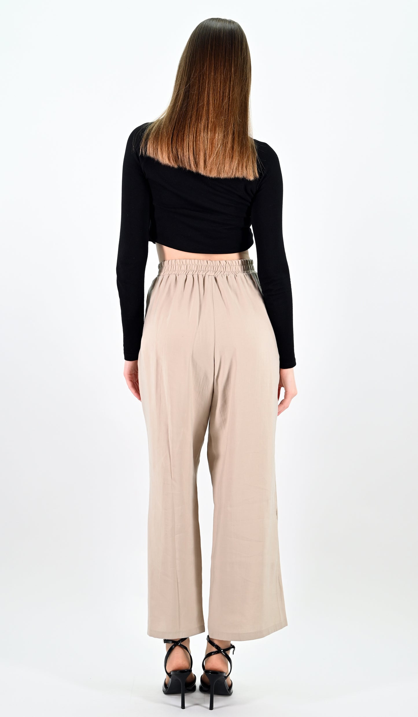Wide Leg Trousers - Beige
