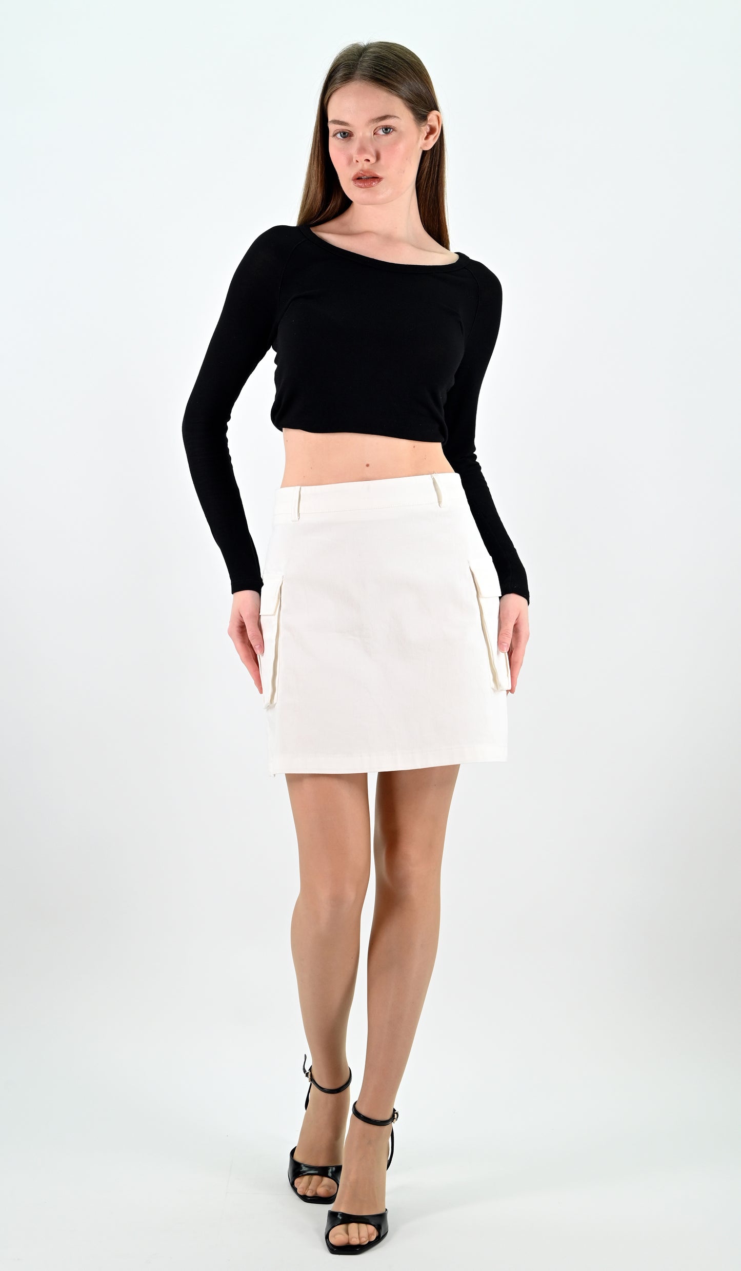 White Cargo Mini Skirt