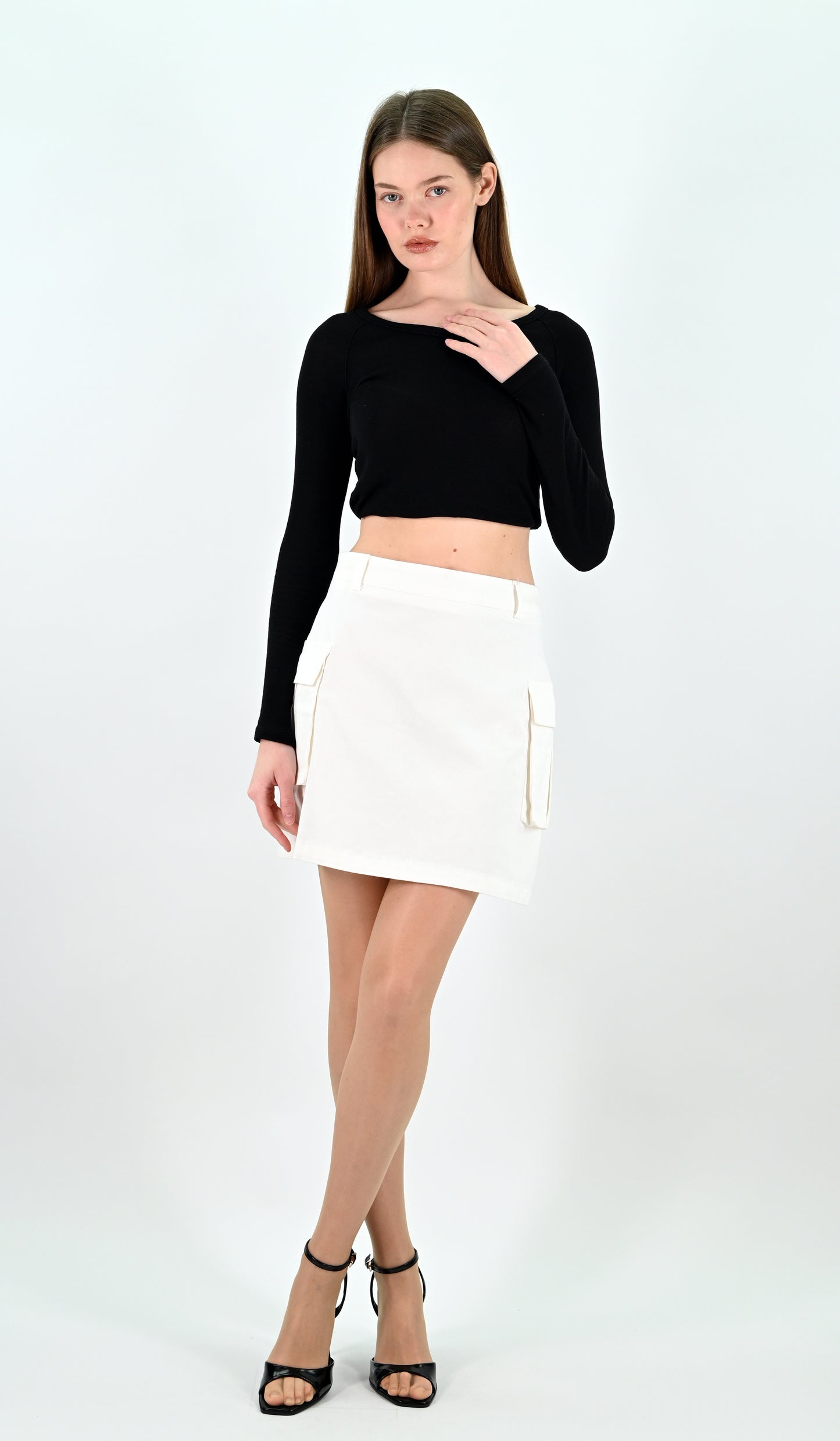 White Cargo Mini Skirt