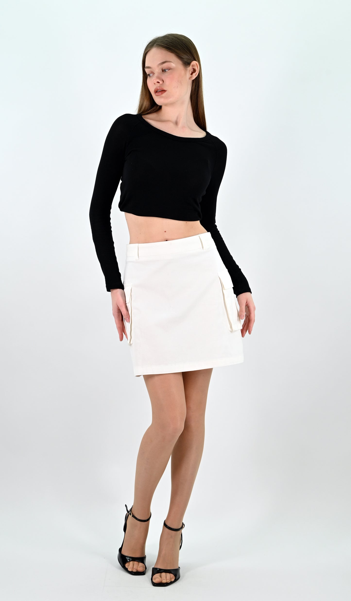 White Cargo Mini Skirt