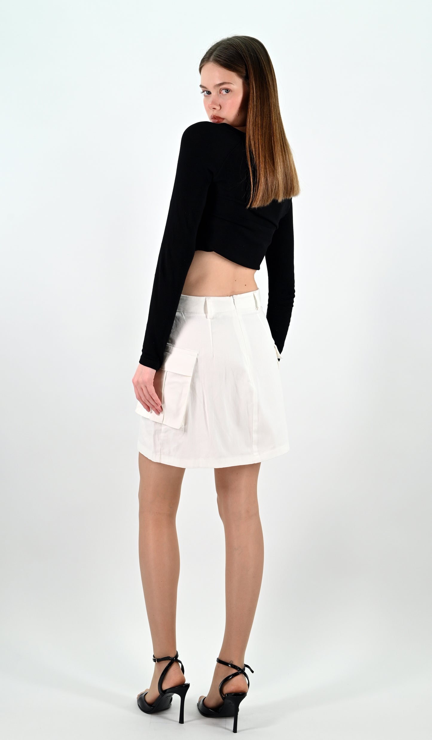 White Cargo Mini Skirt