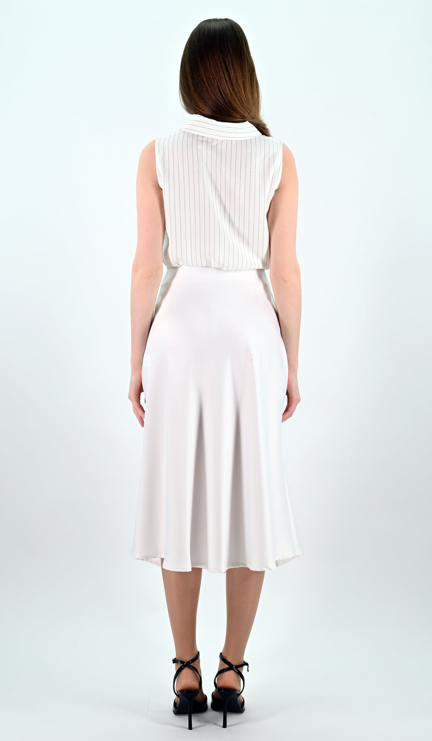 White Satin Midi Skirt