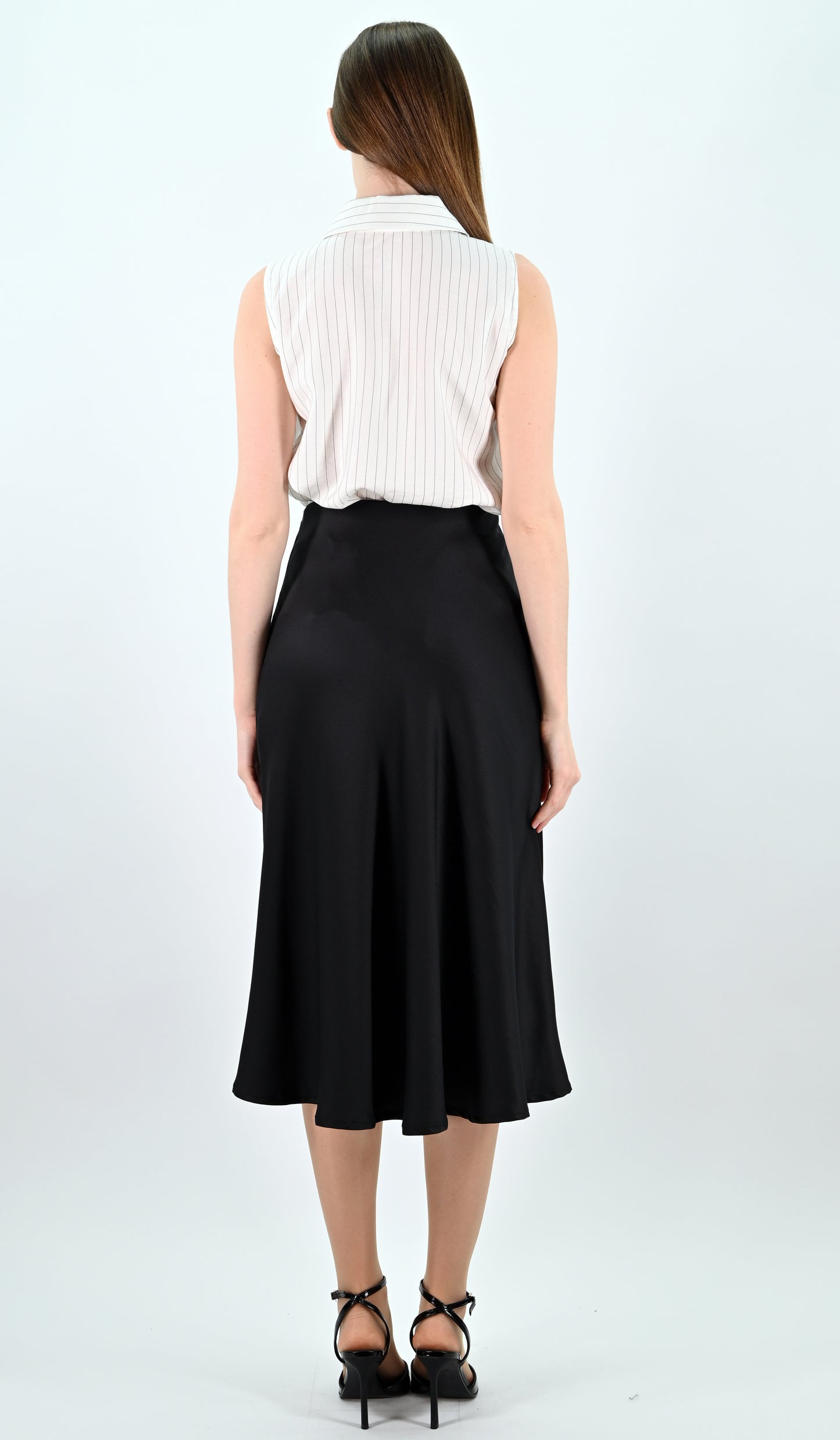 Black Satin Midi Skirt