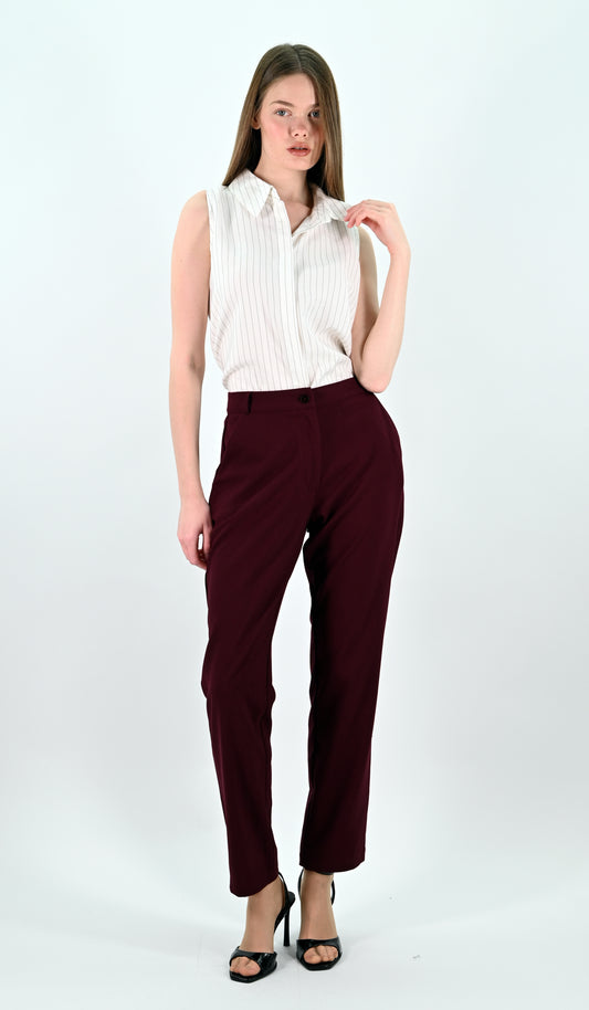 Straight Leg Trousers - Bordeaux