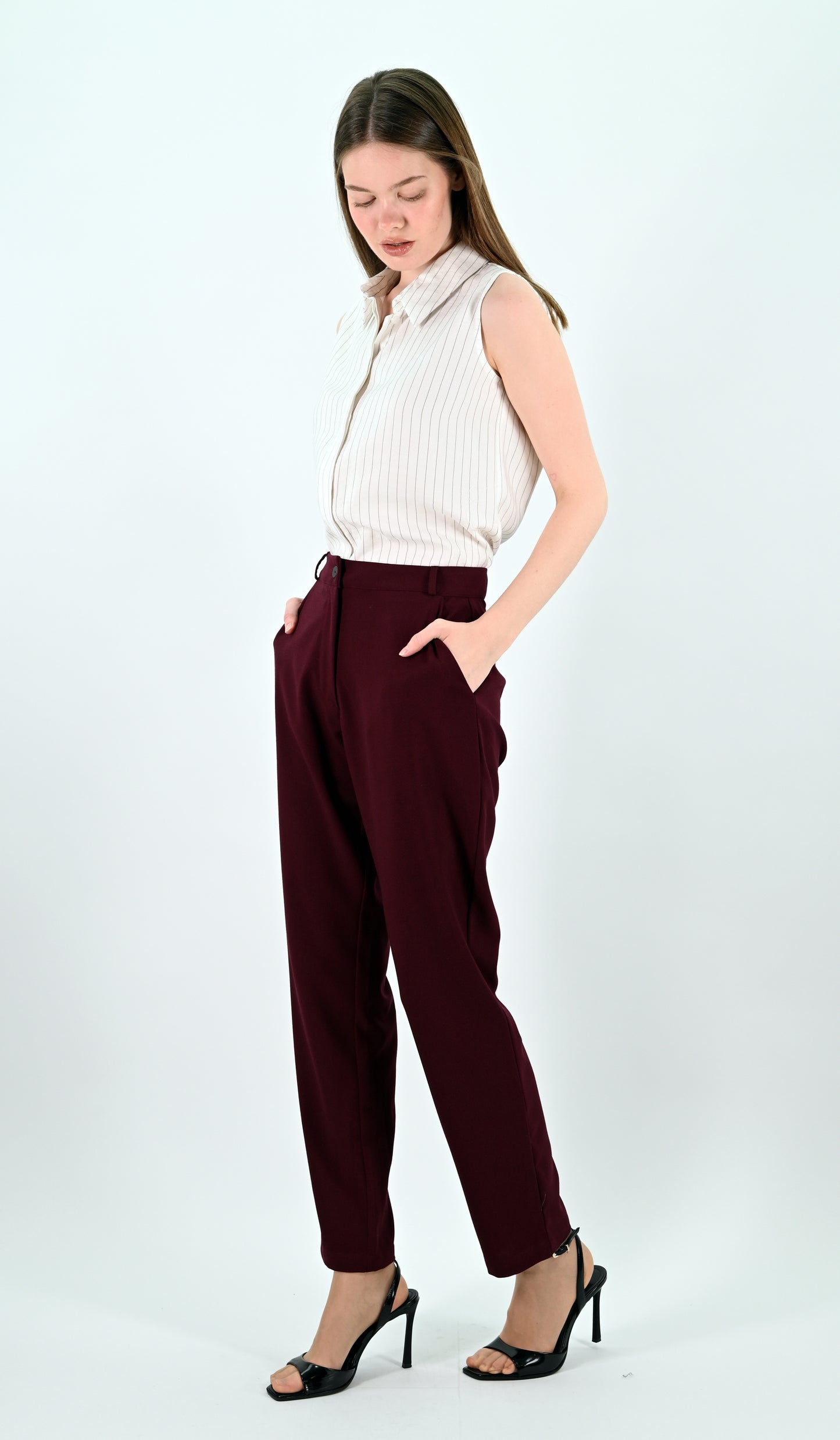 Straight Leg Trousers - Bordeaux