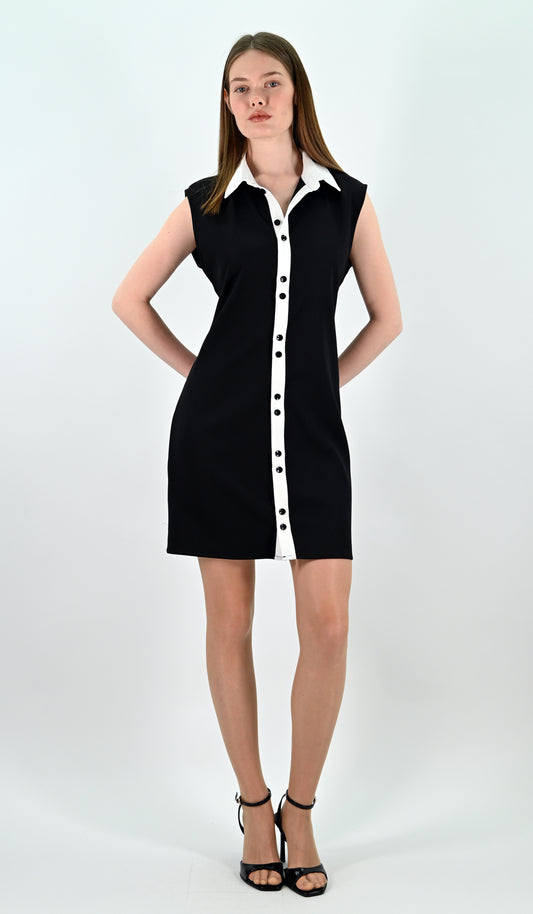 Contrast Mini Dress - Black And White