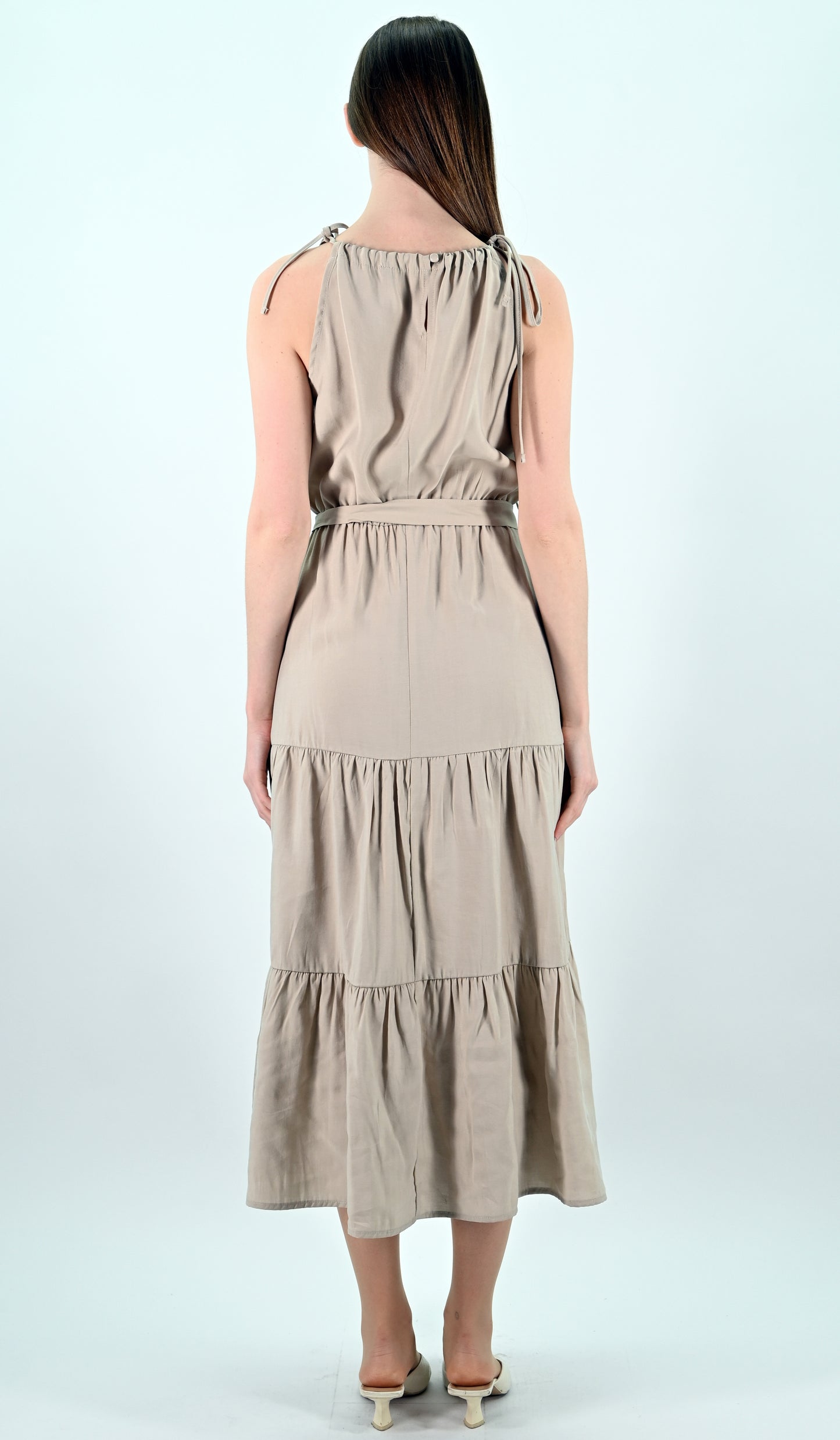 Tiered Midi Dress - Beige