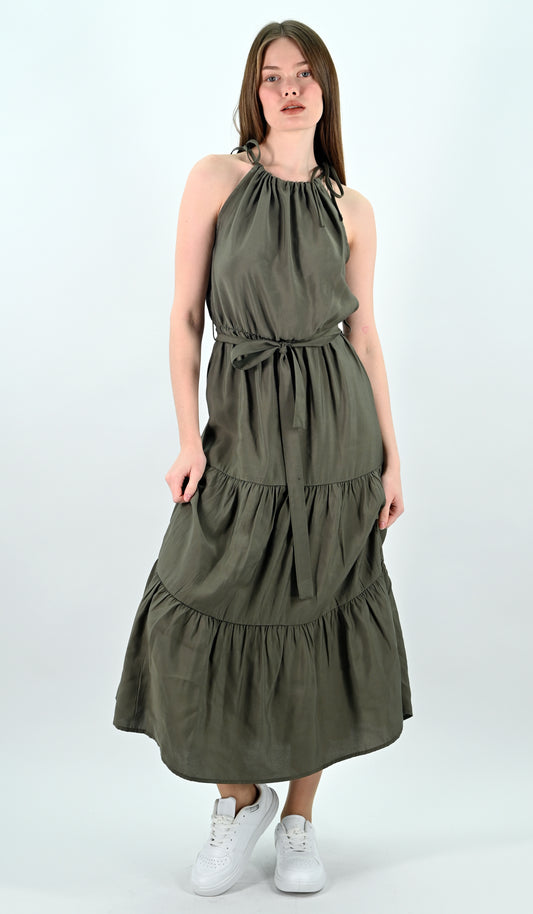 Tiered Midi Dress - Khaki