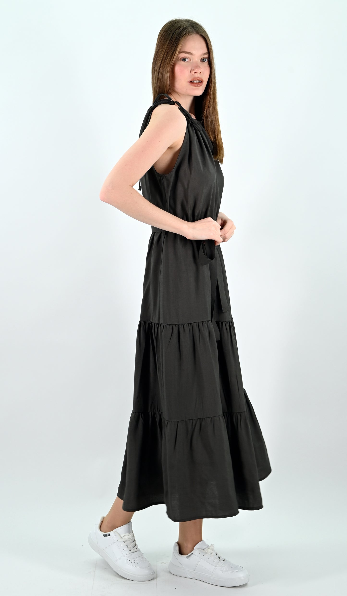 Tiered Midi Dress - Anthracite