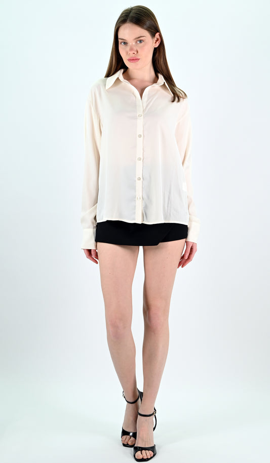 Cream Satin Shirt