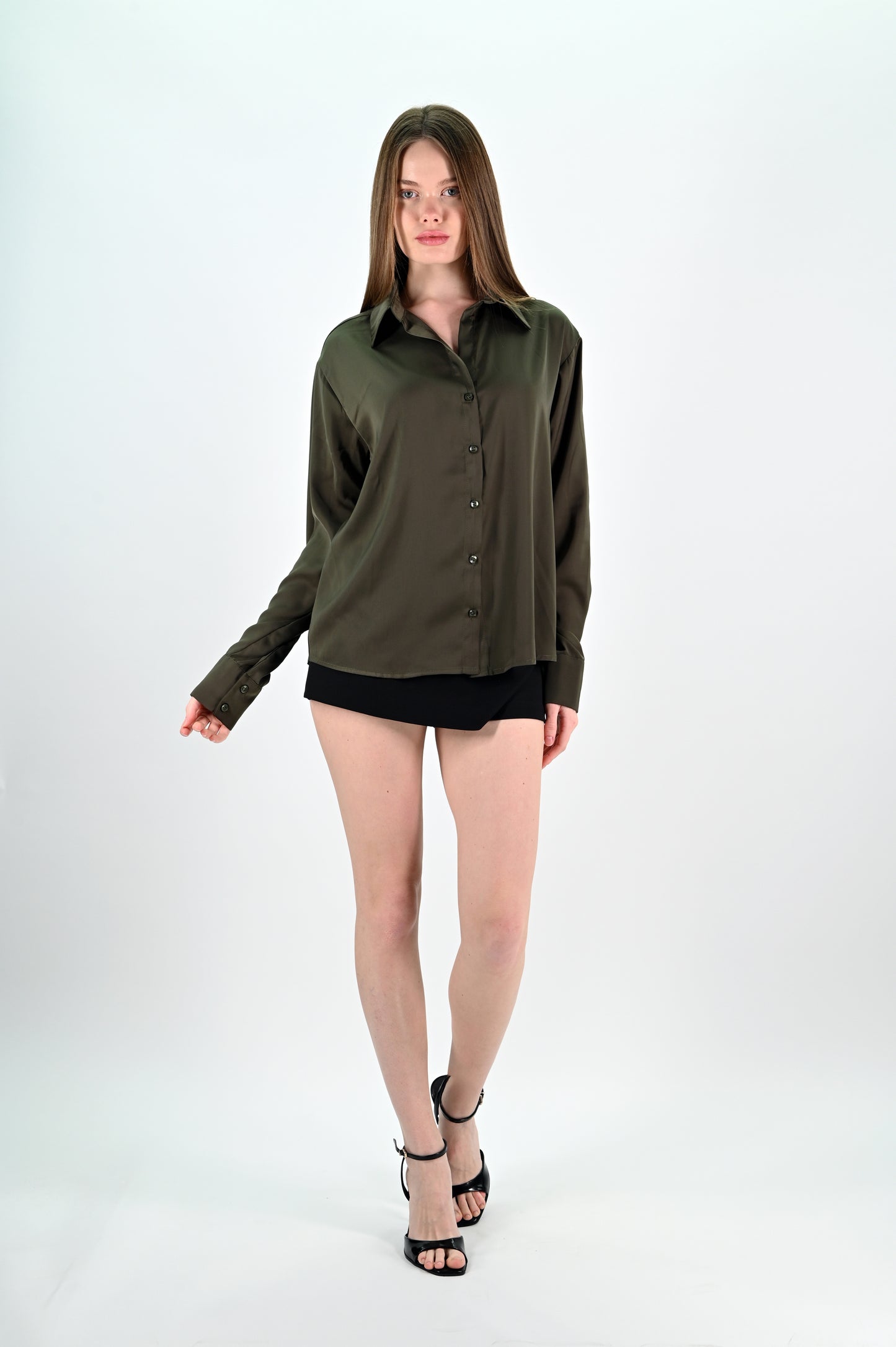 Khaki Satin Shirt