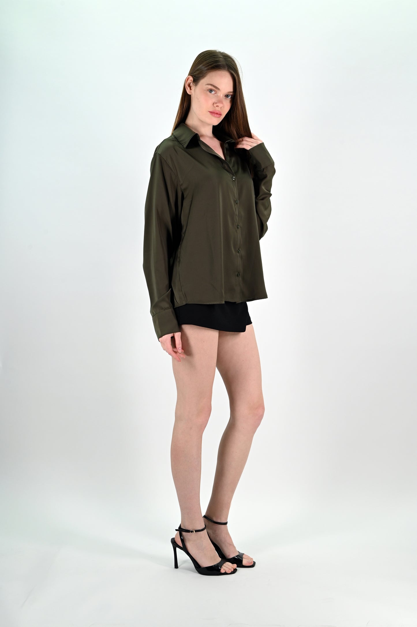 Khaki Satin Shirt