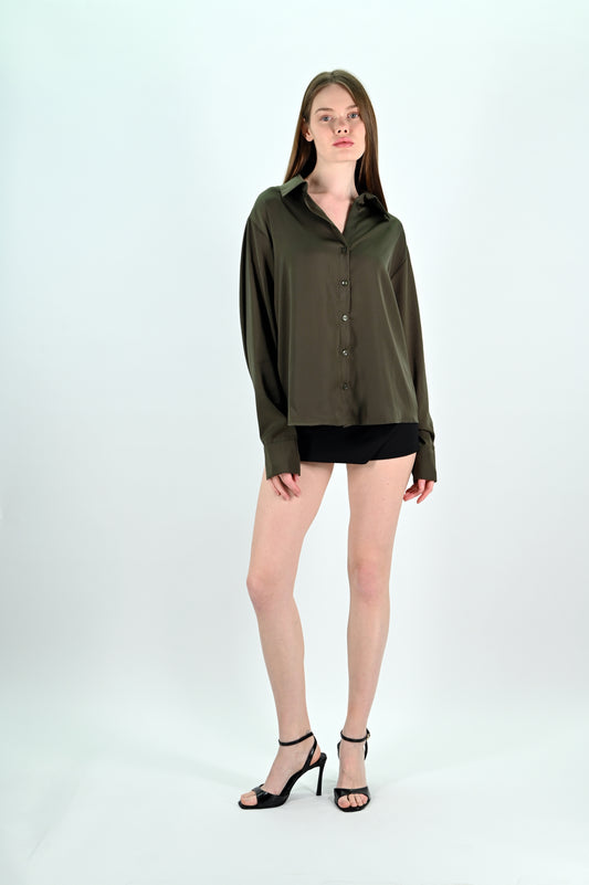 Khaki Satin Shirt