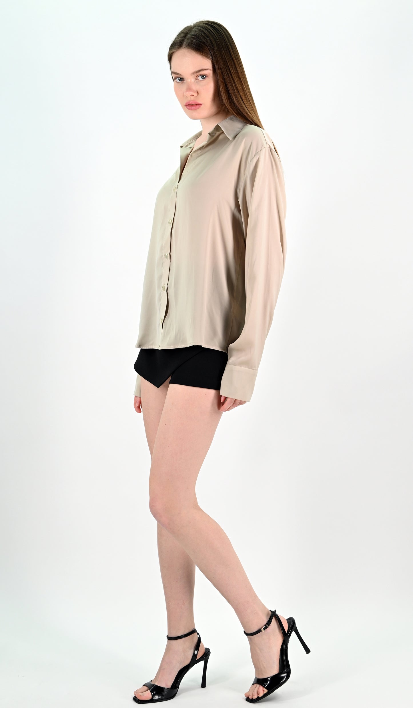Beige Satin Shirt