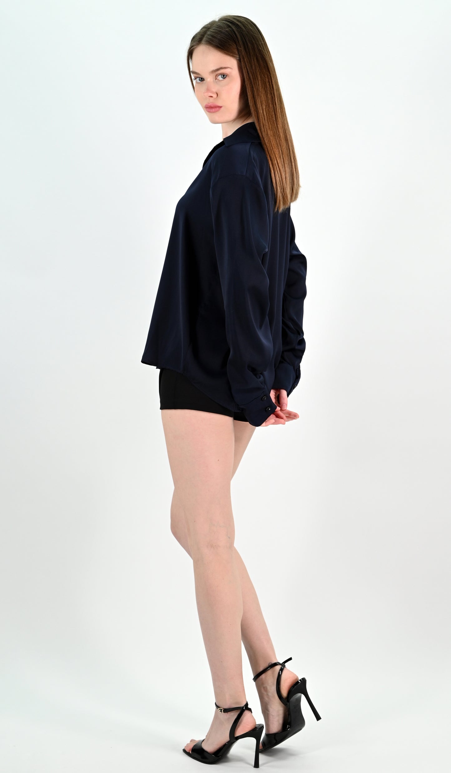 Navy Satin Shirt