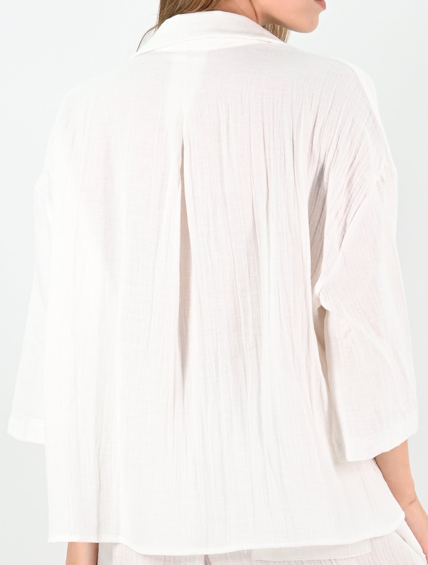 Linen Blend Oversize Shirt - Off-white
