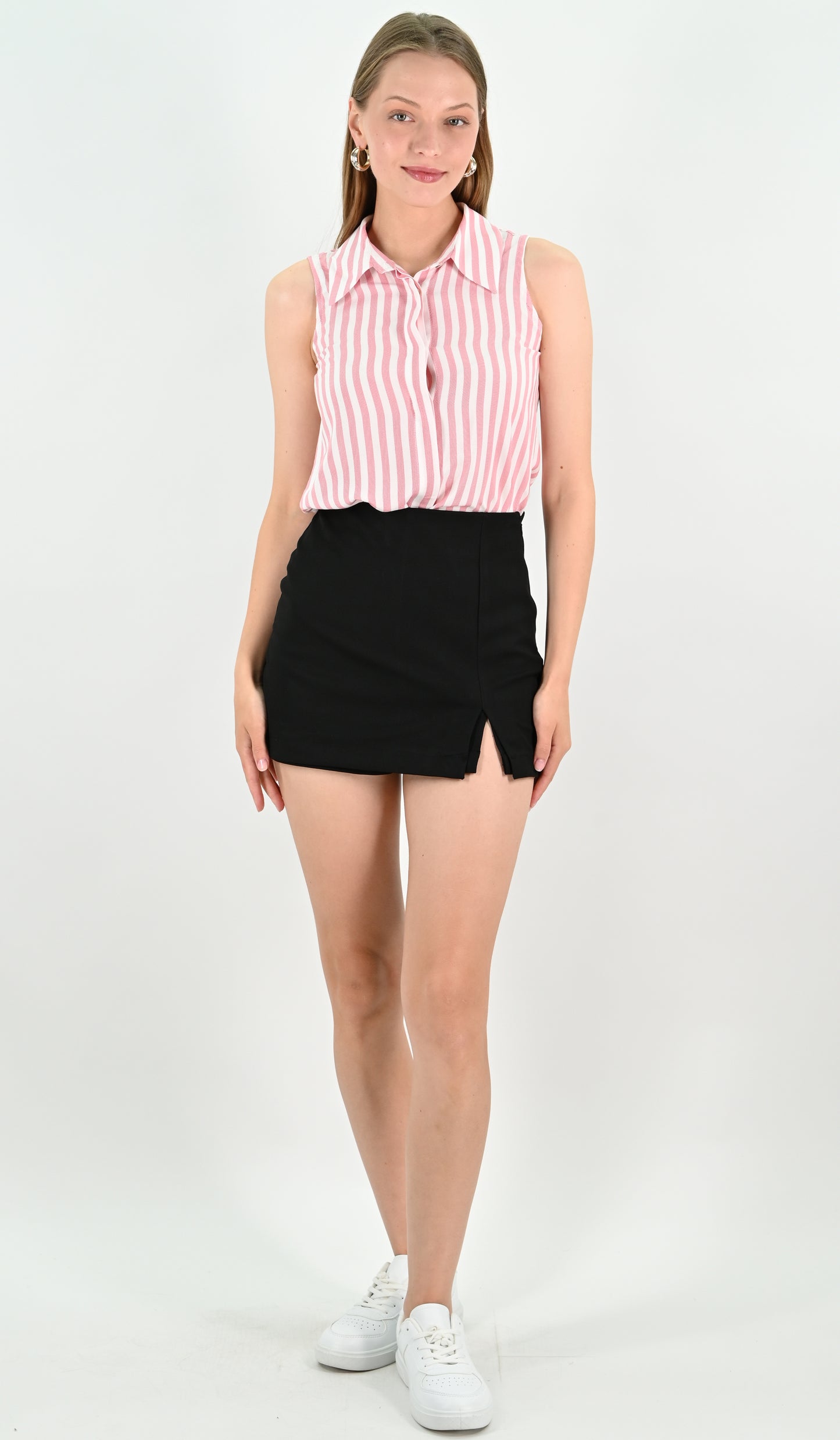 Skort With Front Vent - Black