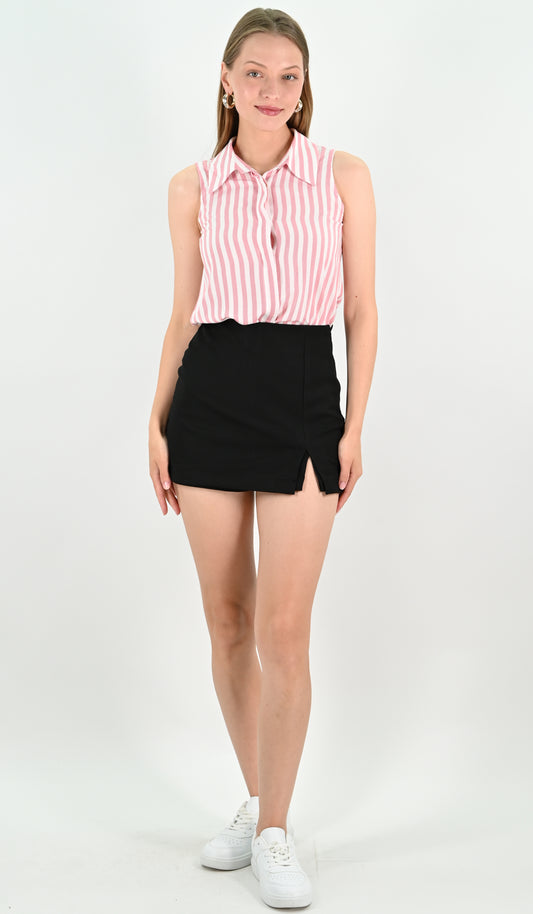 Skort With Front Vent - Black