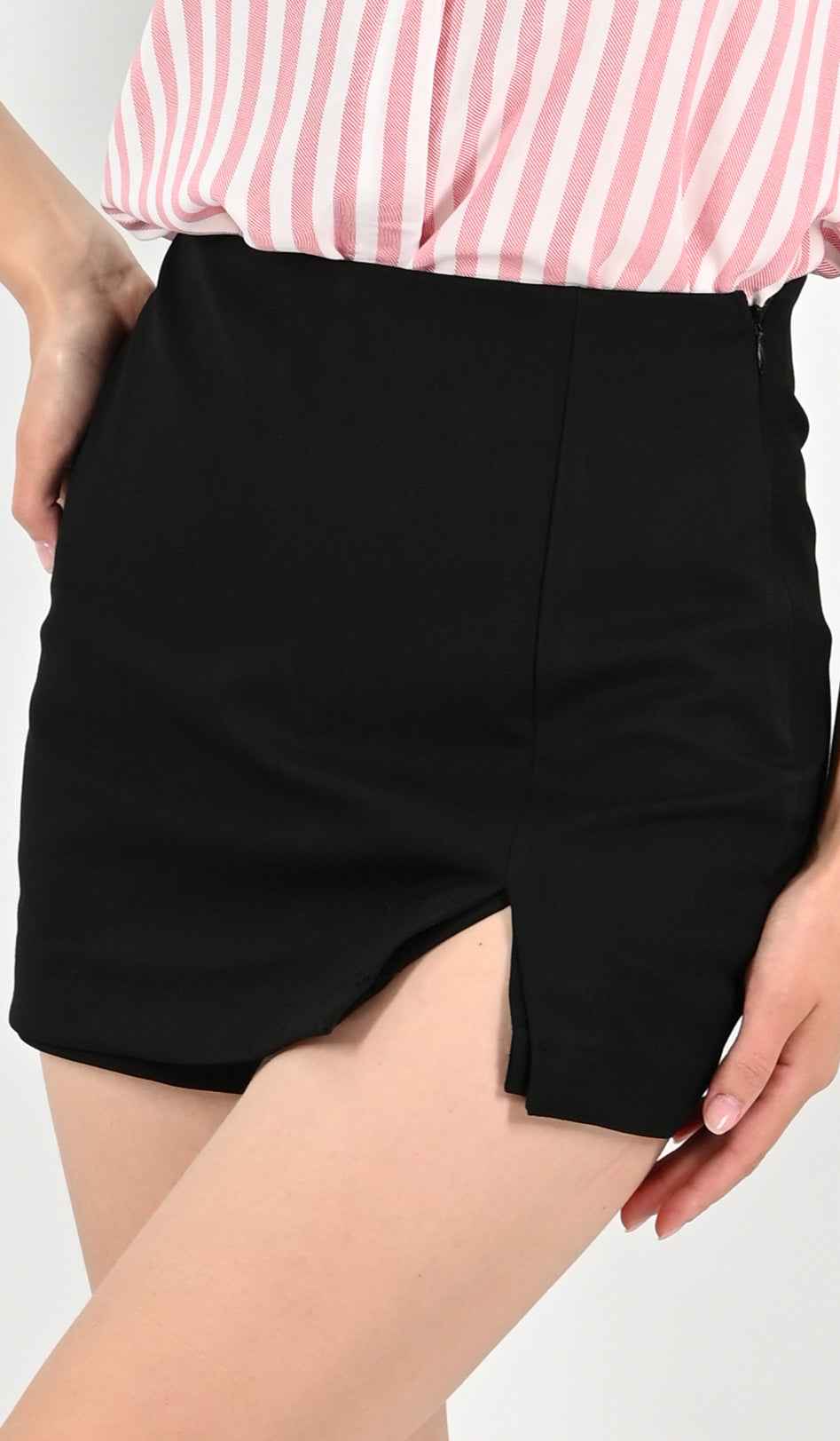 Skort With Front Vent - Black