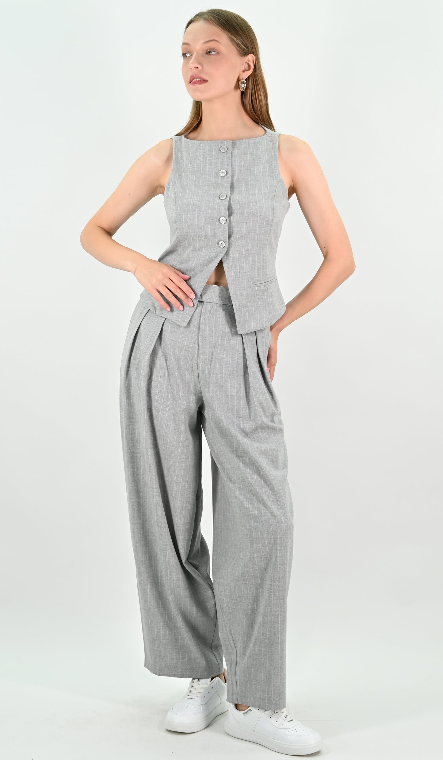 Tailored Fit Balloon Trousers - Grey