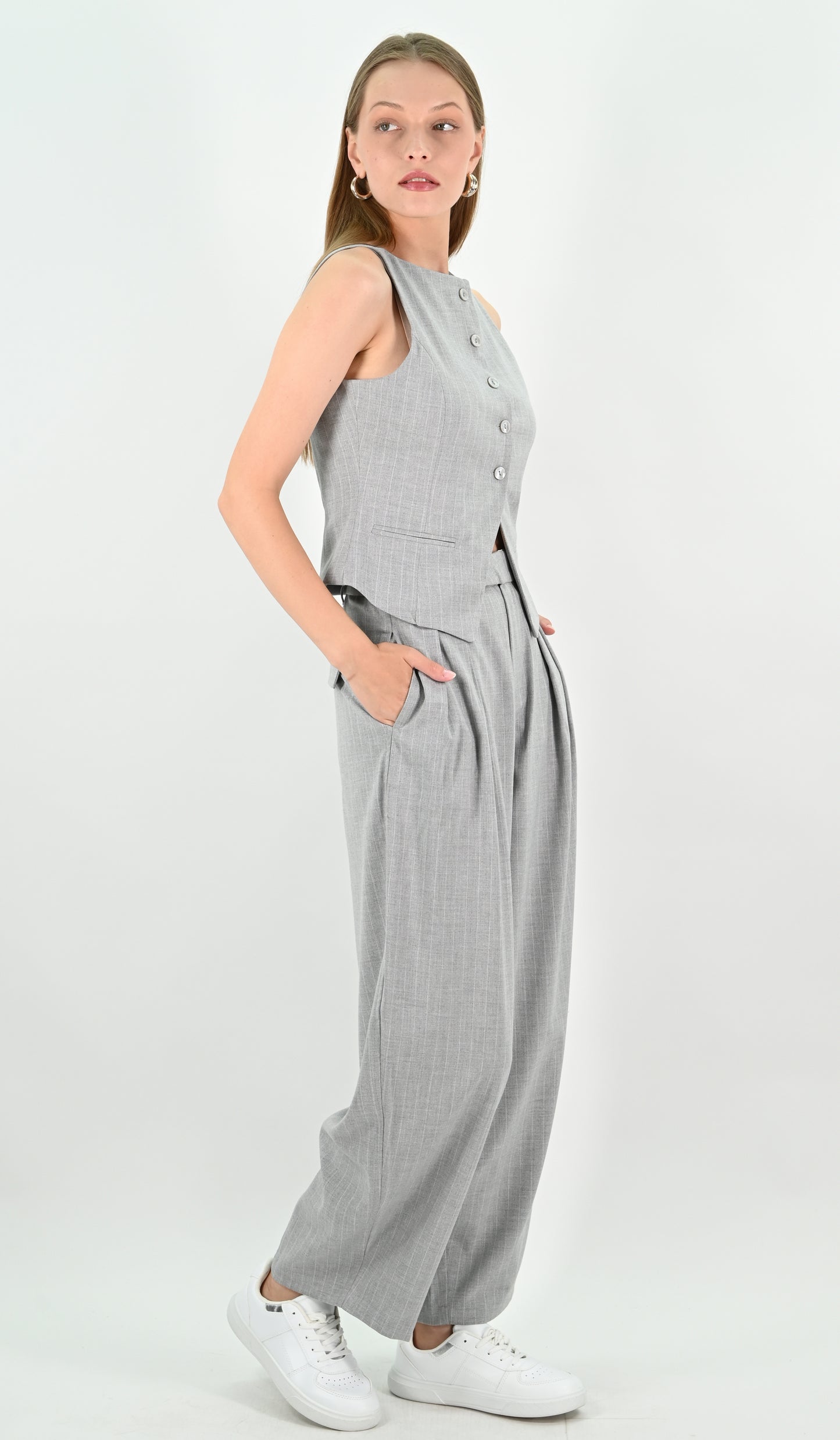 Tailored Fit Balloon Trousers - Grey