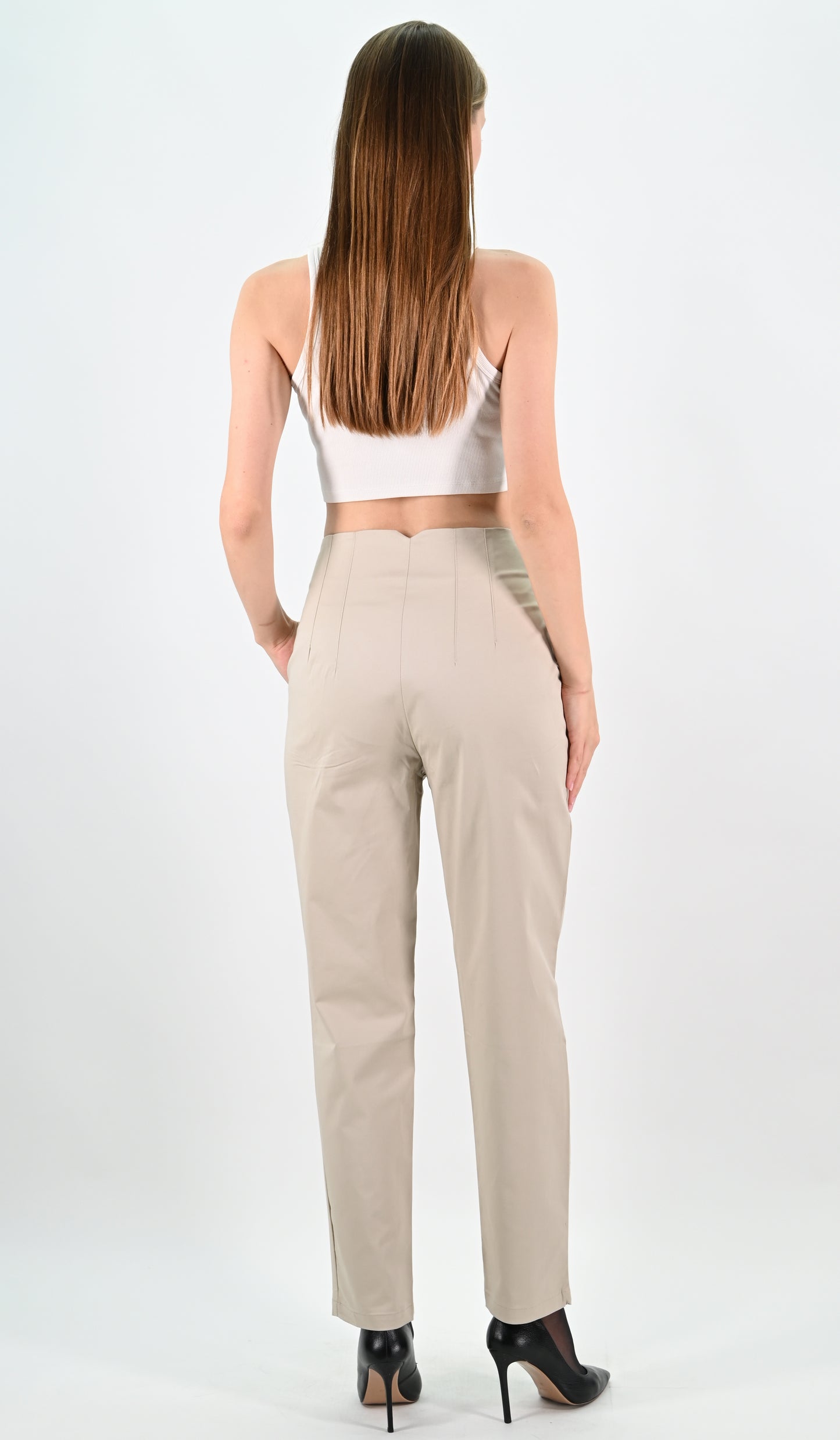 High Waist Trousers - Beige
