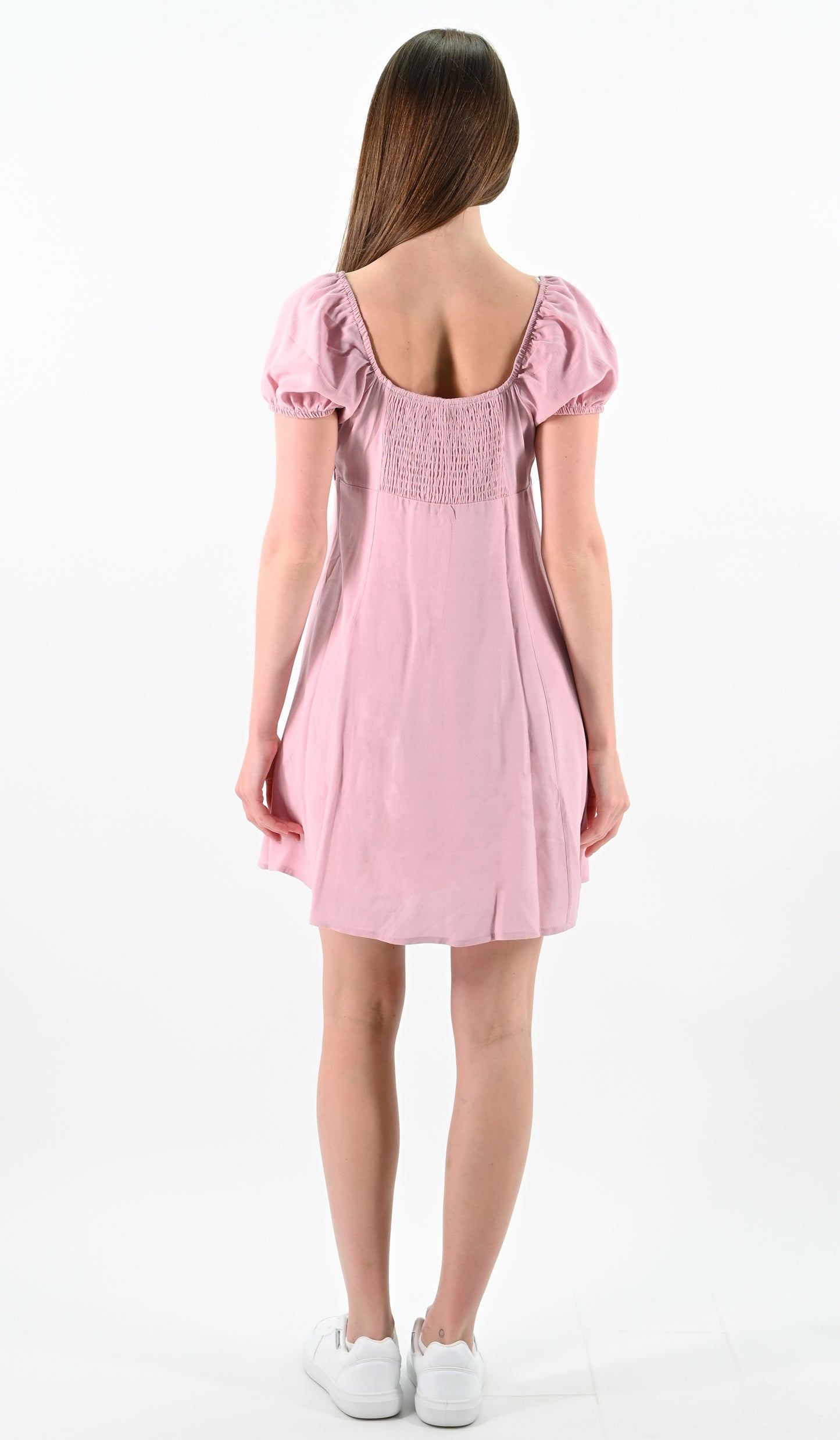 Pink Puff Sleeve Mini Dress