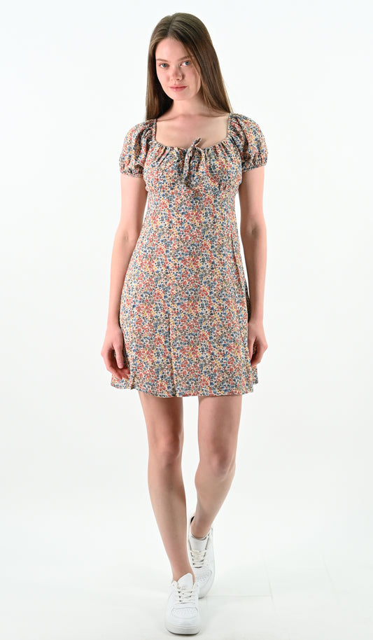 Floral Puff Sleeve Mini Dress