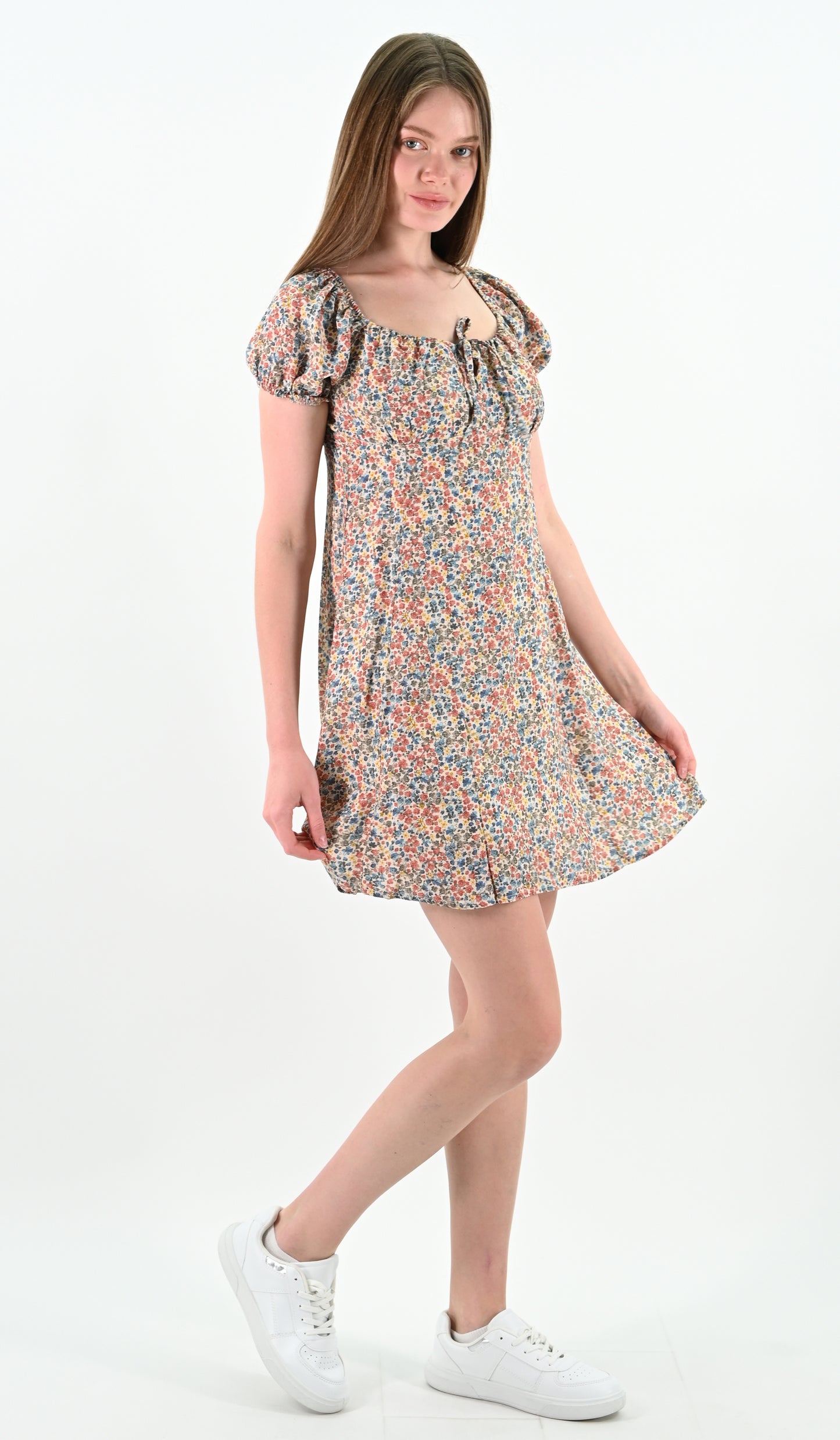 Floral Puff Sleeve Mini Dress