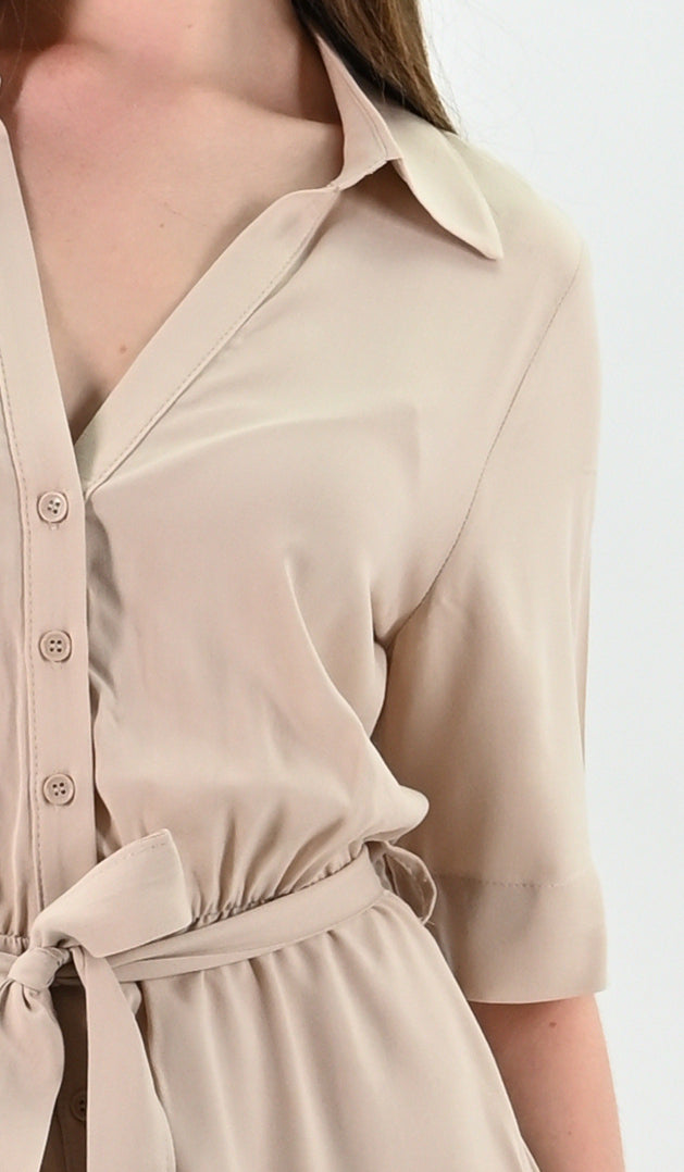 Tie-Waist Midi Shirt Dress